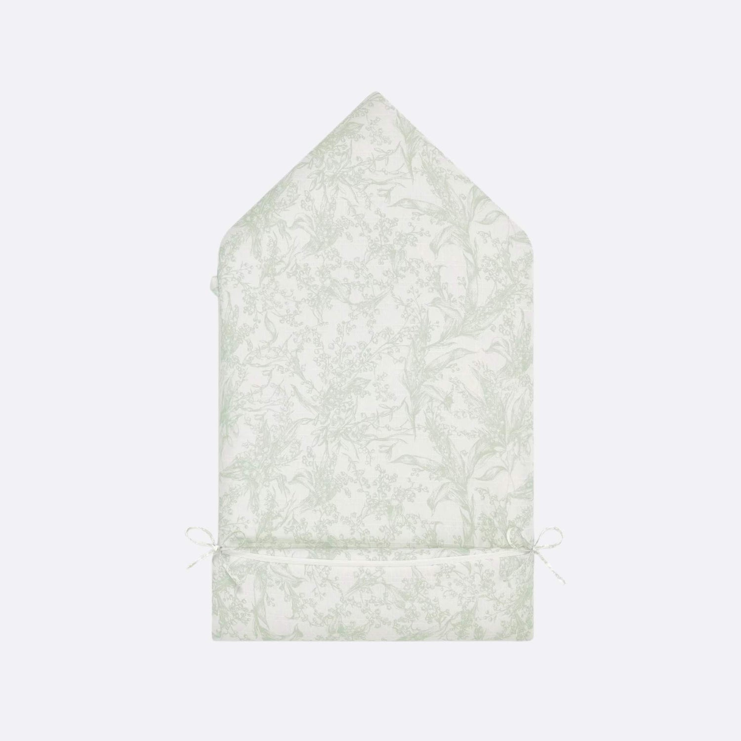 Dior Sleeping Bag Ivory Cotton Voile with Cannage Jacquard and Lily of the Valley Print, Green, Back