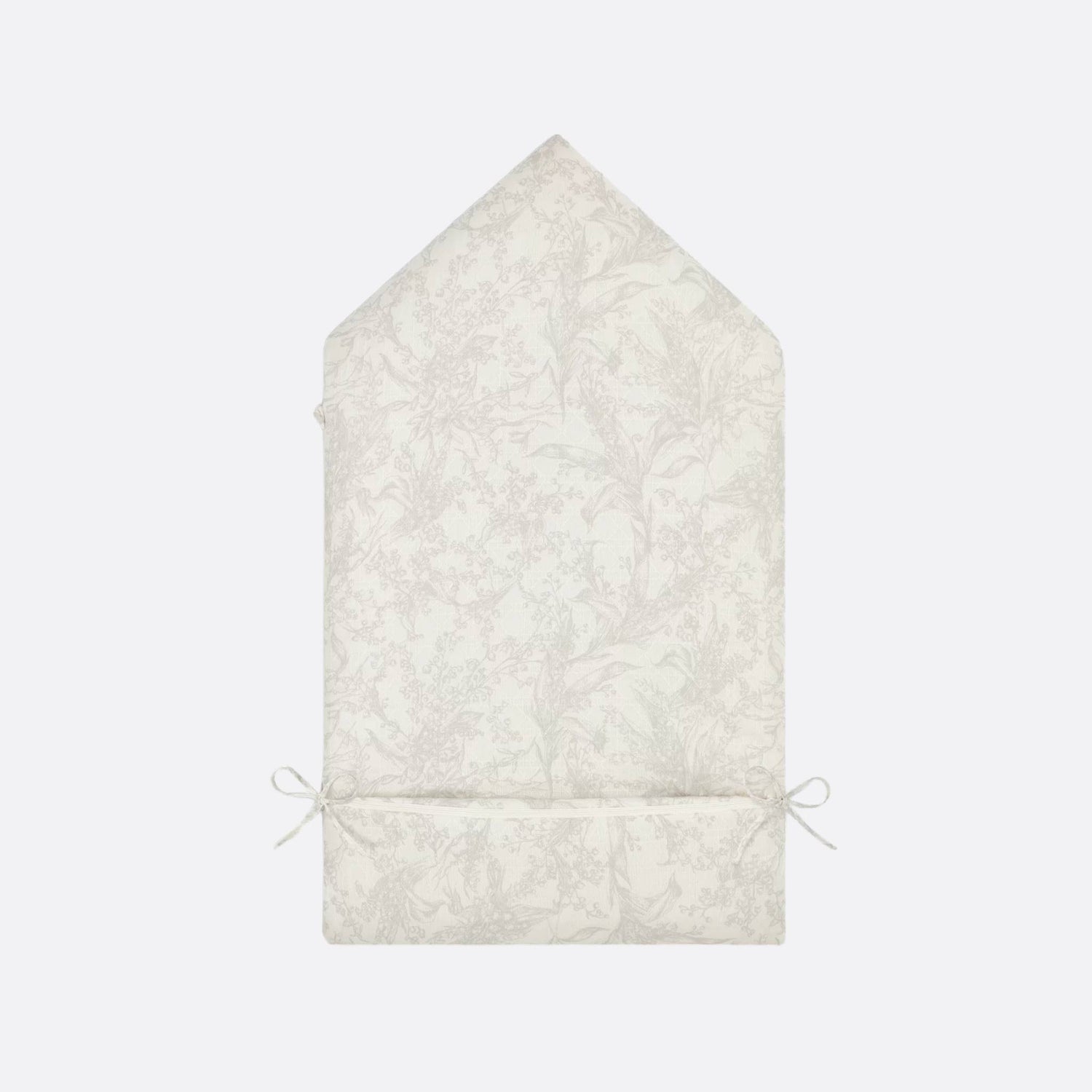 Dior Sleeping Bag Ivory Cotton Voile with Cannage Jacquard and Lily of the Valley Print, Light Gray, Back