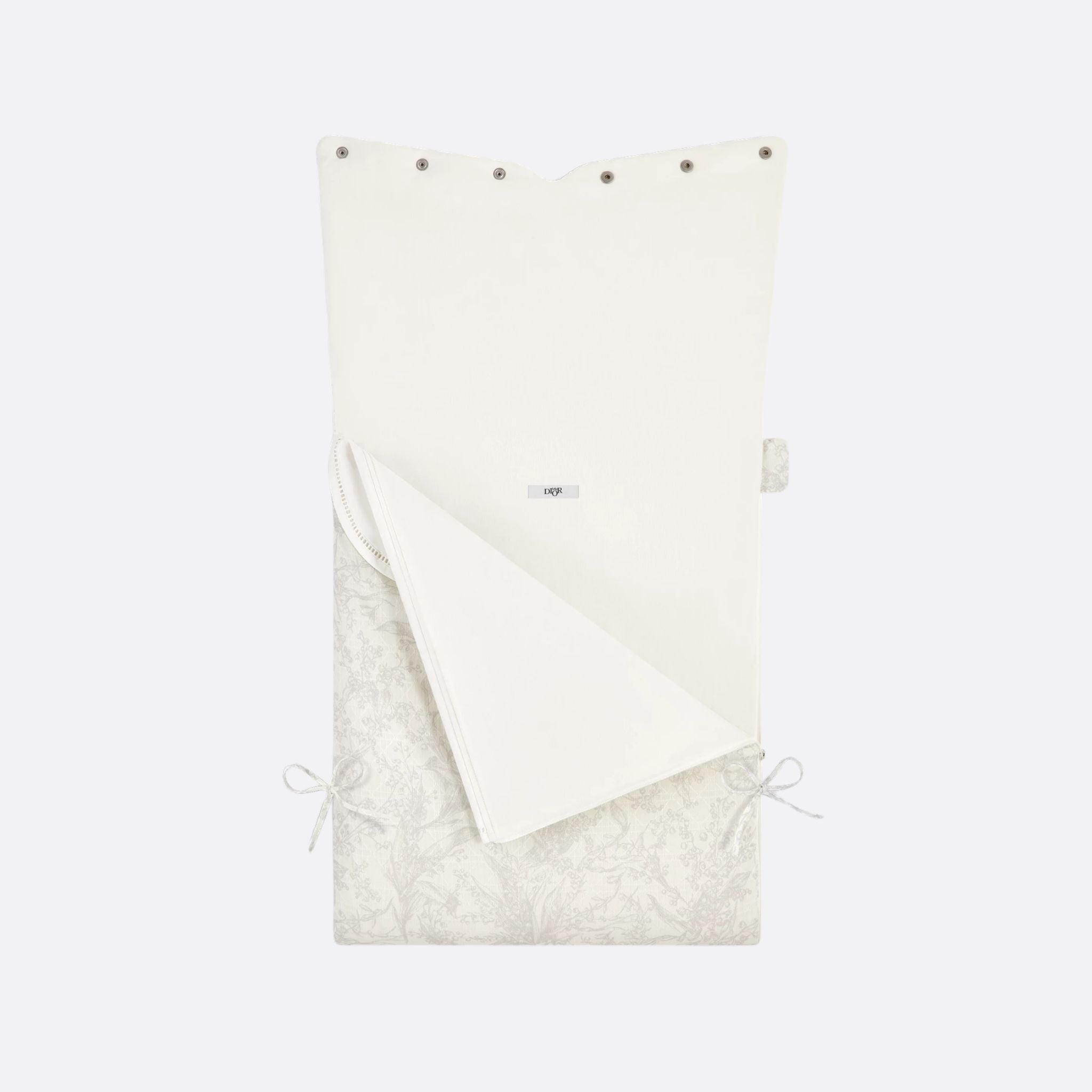 Dior Sleeping Bag Ivory Cotton Voile with Cannage Jacquard and Lily of the Valley Print, Light Gray, Inside