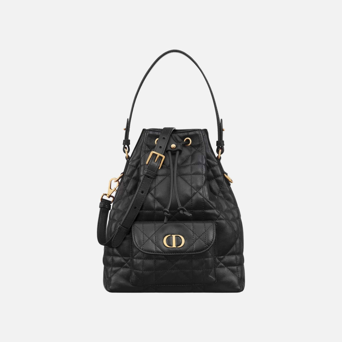 Small Caro Bucket Bag In Macrocannage Lambskin