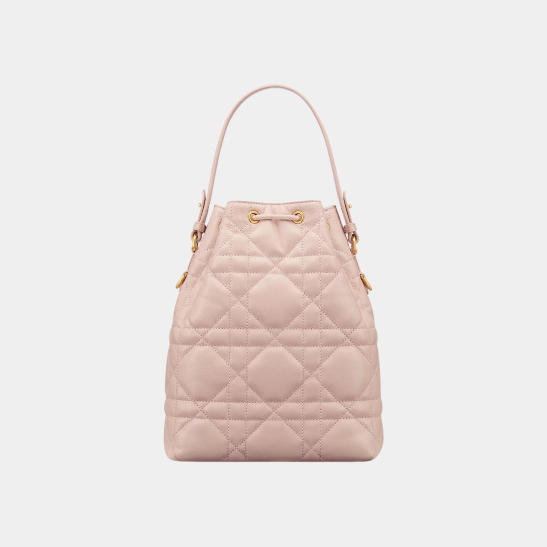 Dior Small Caro Bucket Bag In Macrocannage Lambskin, Pink, Back