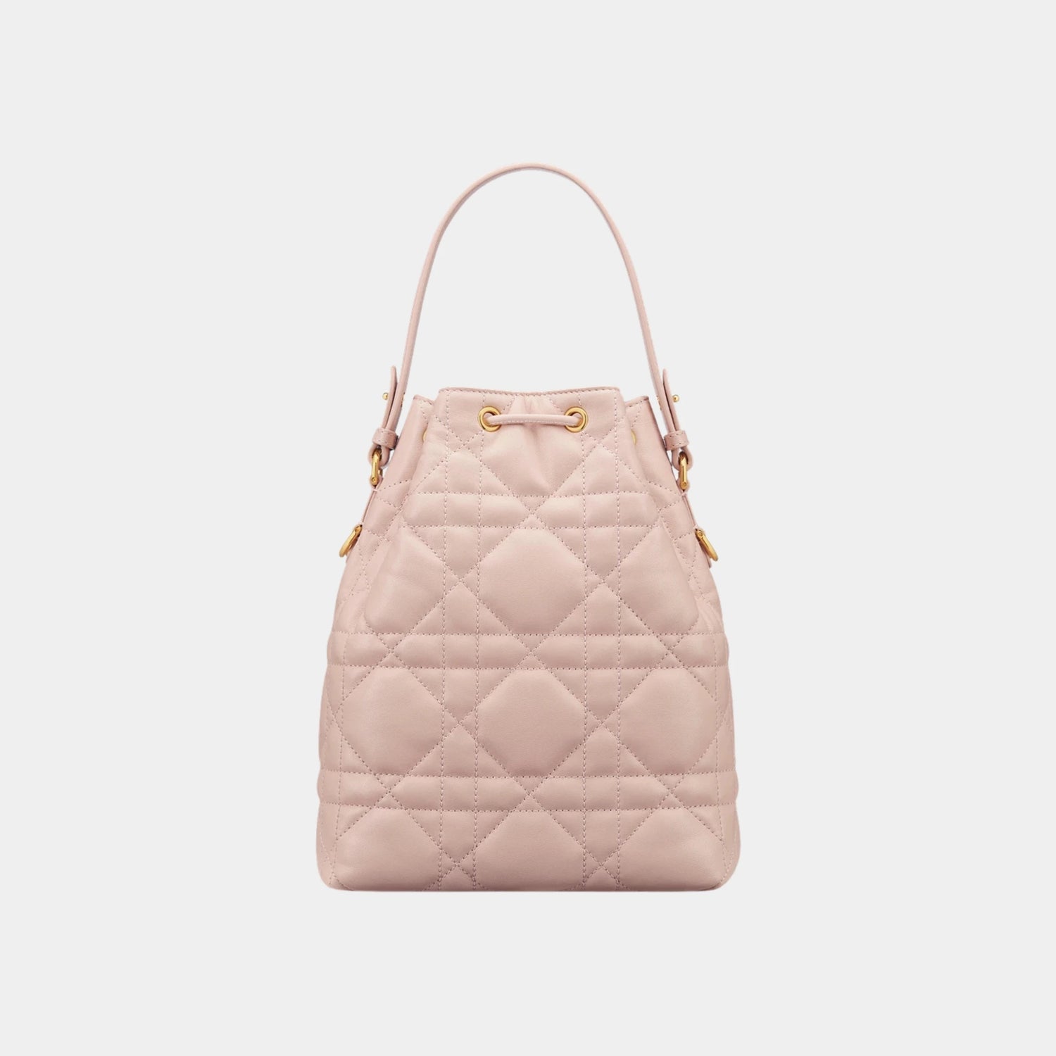 Dior Small Caro Bucket Bag In Macrocannage Lambskin, Pink, Back