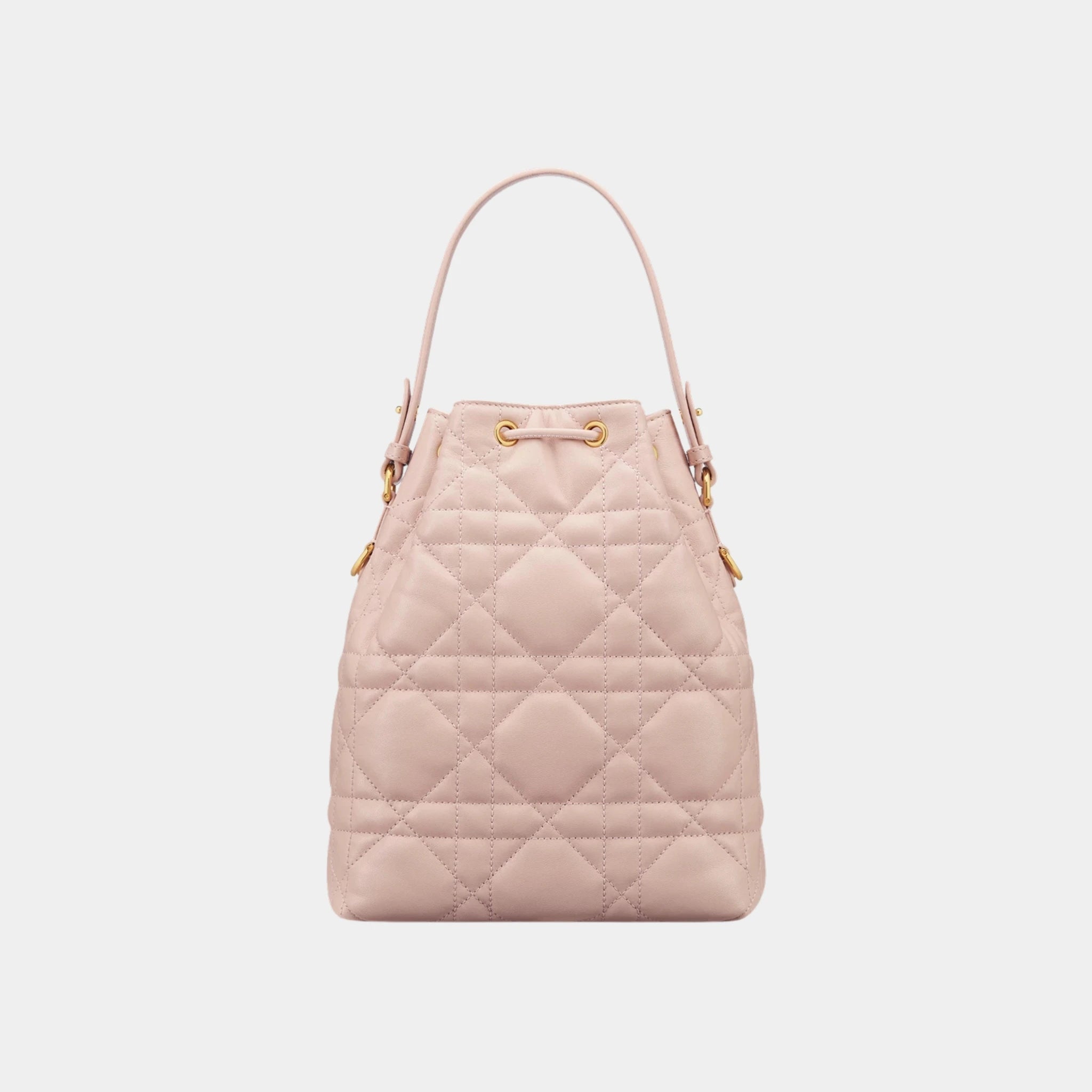 Dior Small Caro Bucket Bag In Macrocannage Lambskin, Pink, Back