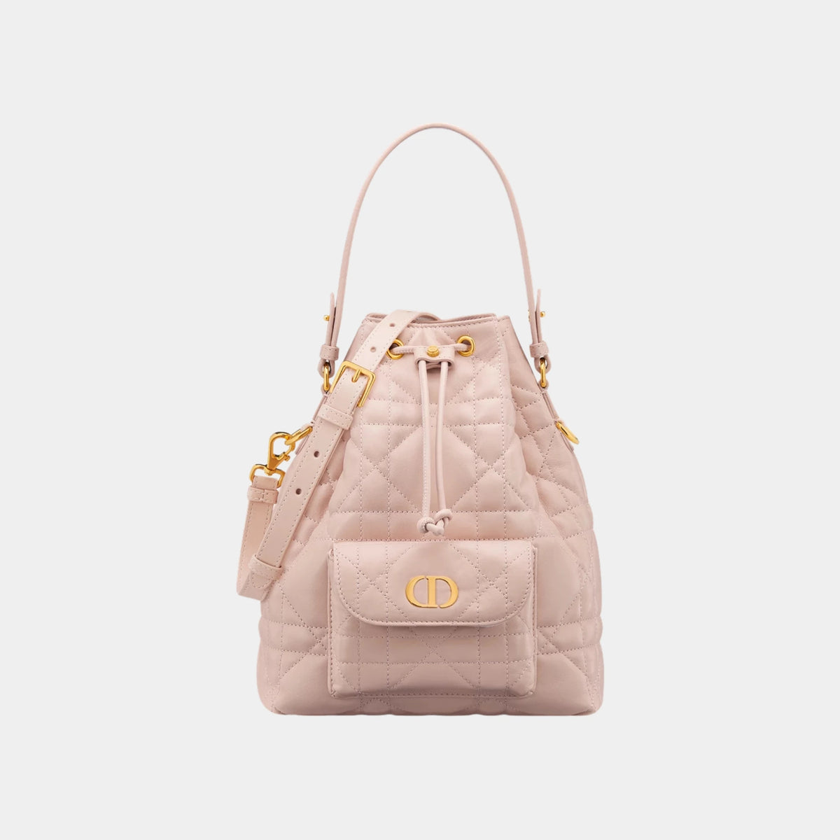 Small Caro Bucket Bag In Macrocannage Lambskin