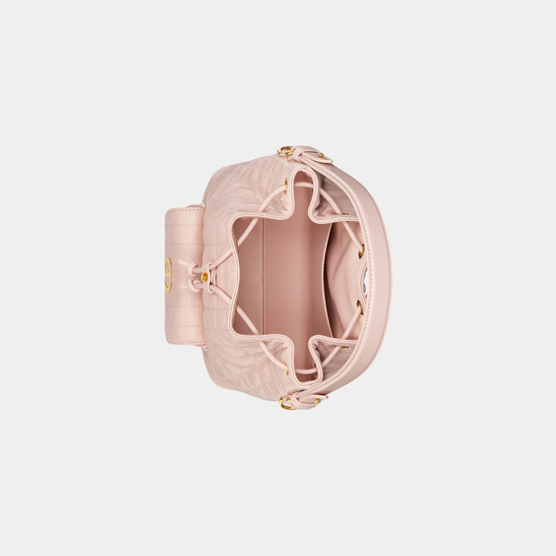 Dior Small Caro Bucket Bag In Macrocannage Lambskin, Pink, Top
