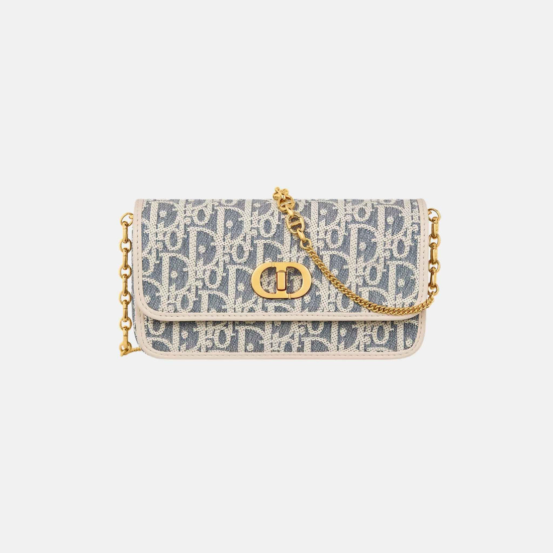Dior Small Miss Caro Pouch With Chain In Dior Oblique And Calfskin, Front