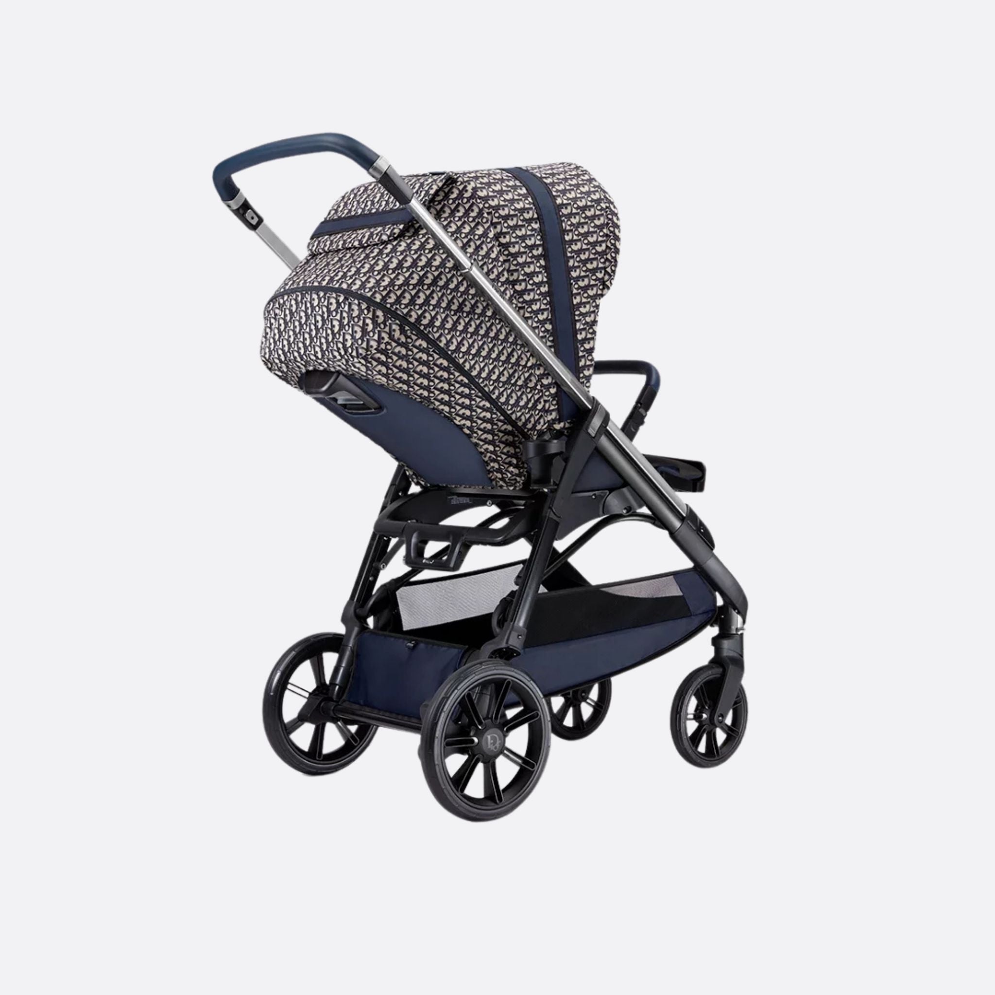 Dior Newborn Stroller Blue and Beige Dior Oblique Technical Canvas, BackView