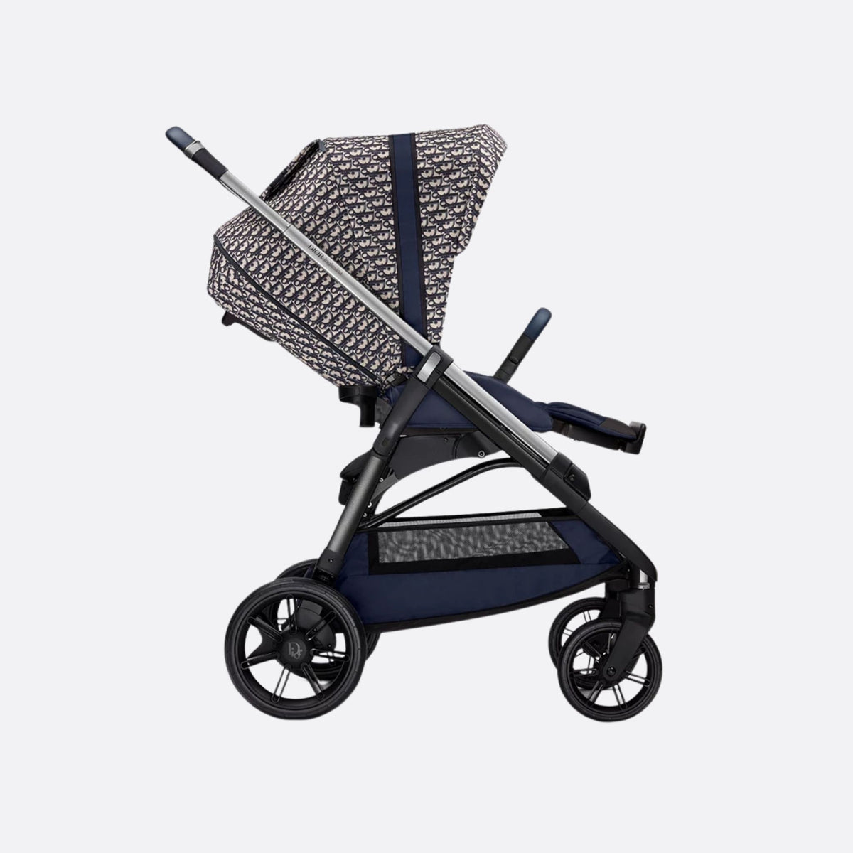 Newborn Stroller Blue and Beige Dior Oblique Technical Canvas