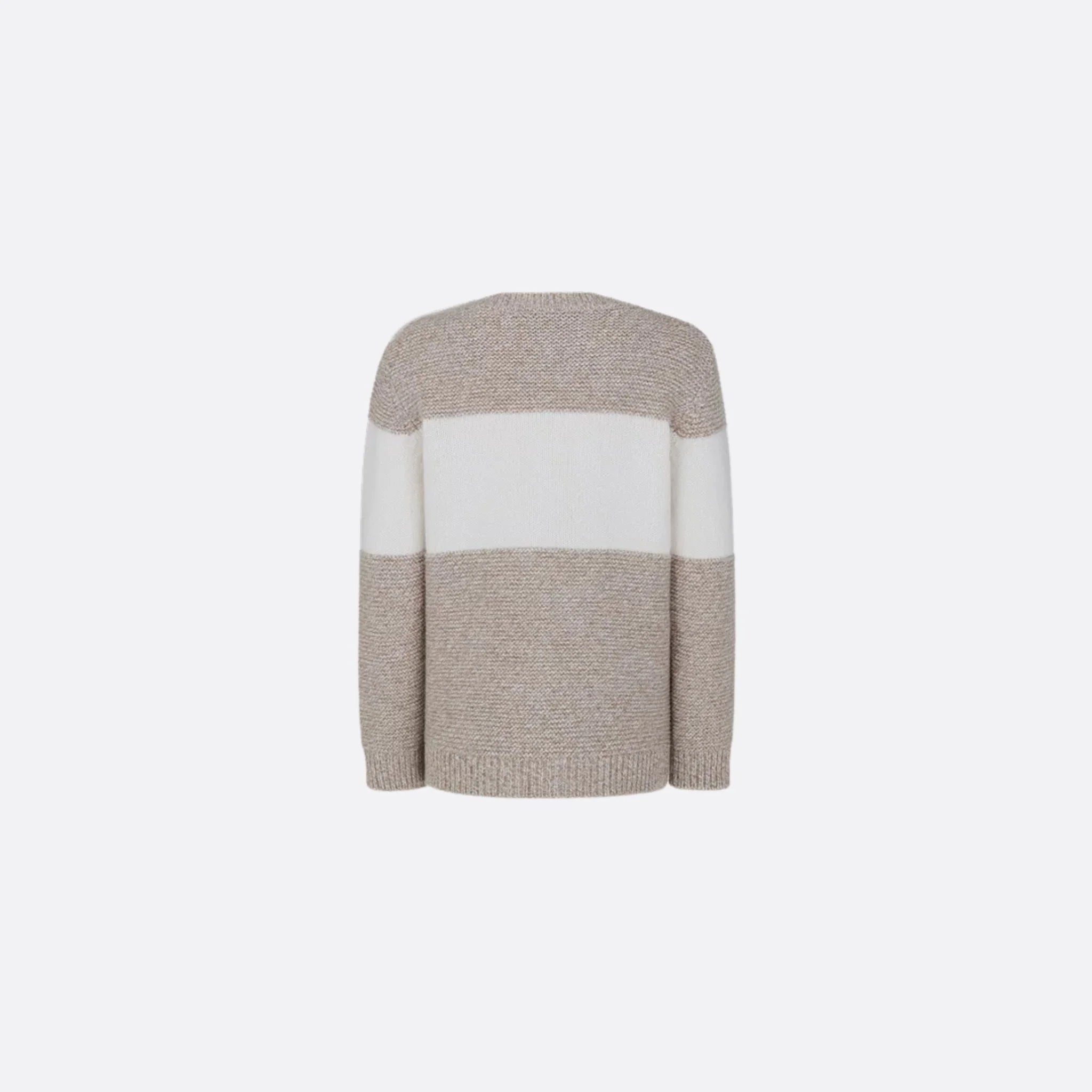 Dior Sweater in Heathered Beige &amp; Ivory Wool Cashmere Knit, Back