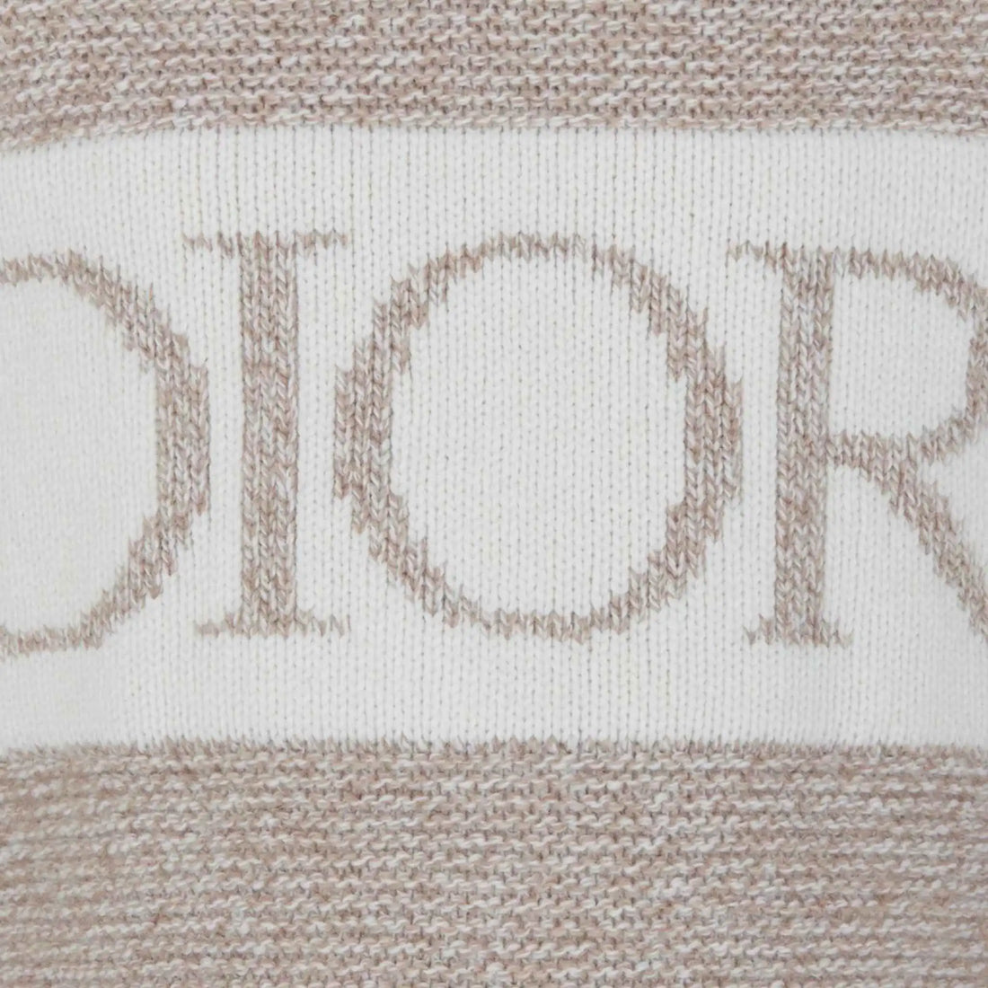 Dior Sweater in Heathered Beige & Ivory Wool Cashmere Knit, Close