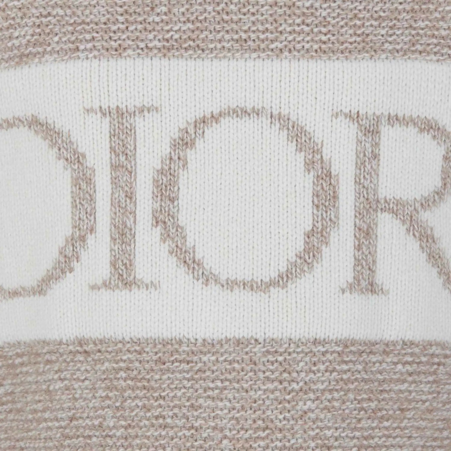 Dior Sweater in Heathered Beige &amp; Ivory Wool Cashmere Knit, Close