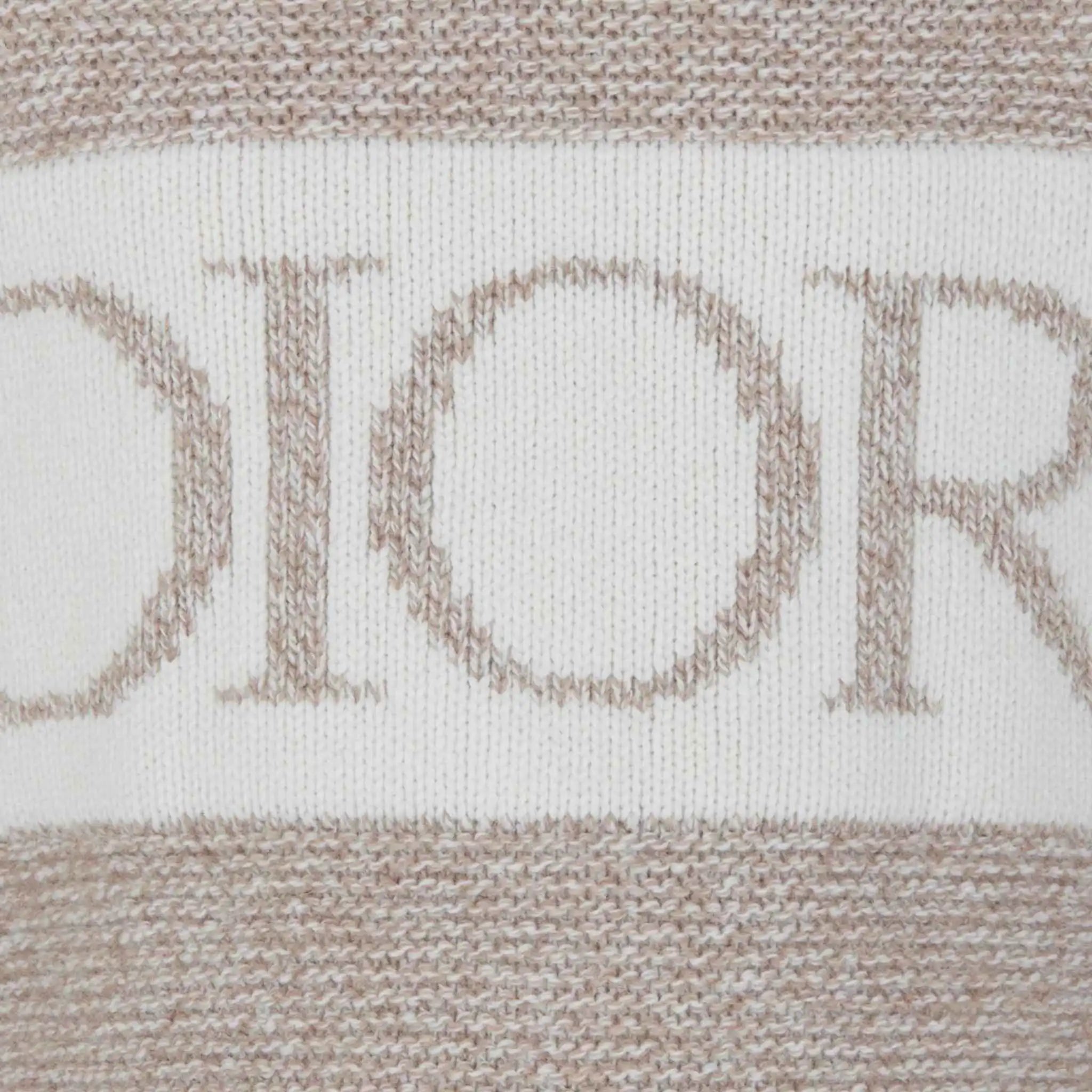 Dior Sweater in Heathered Beige &amp; Ivory Wool Cashmere Knit, Close