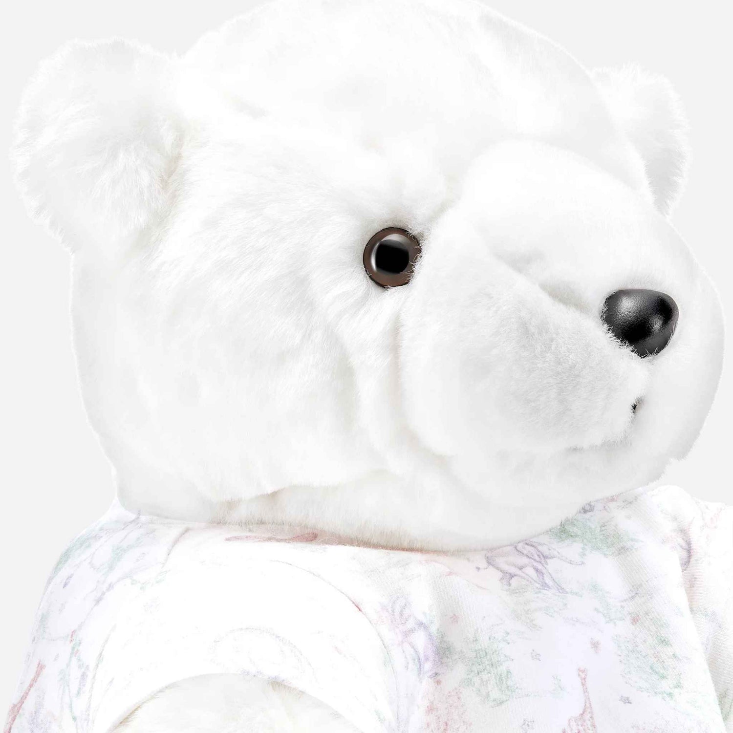 Dior Teddy Bear Ivory Faux Fur and Toile de Jouy Pastel Cotton Jersey, Close