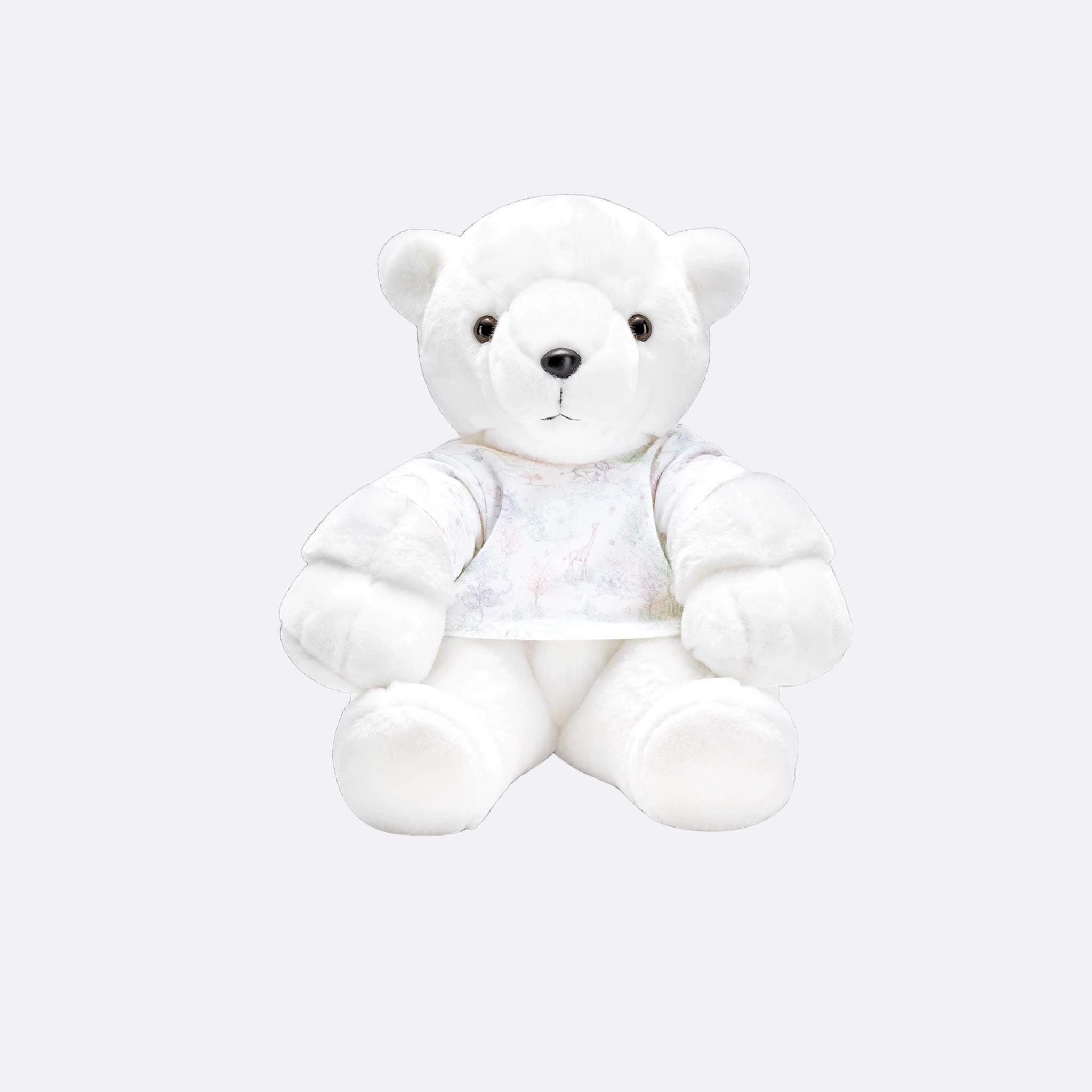 Dior Teddy Bear Ivory Faux Fur and Toile de Jouy Pastel Cotton Jersey, Front