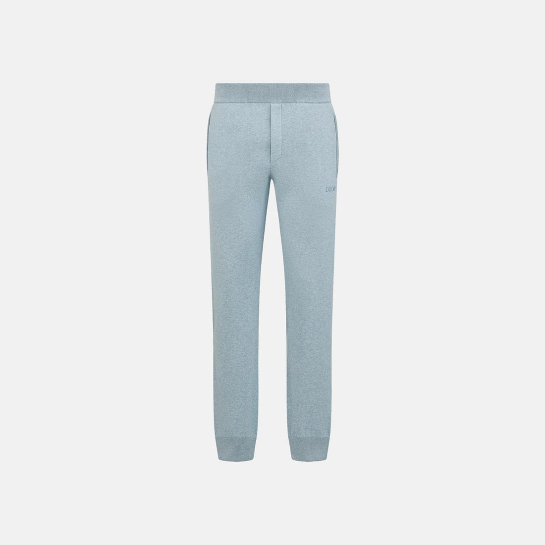 Dior Track Pants In Cotton And Cashmere Knit, Blue, Front