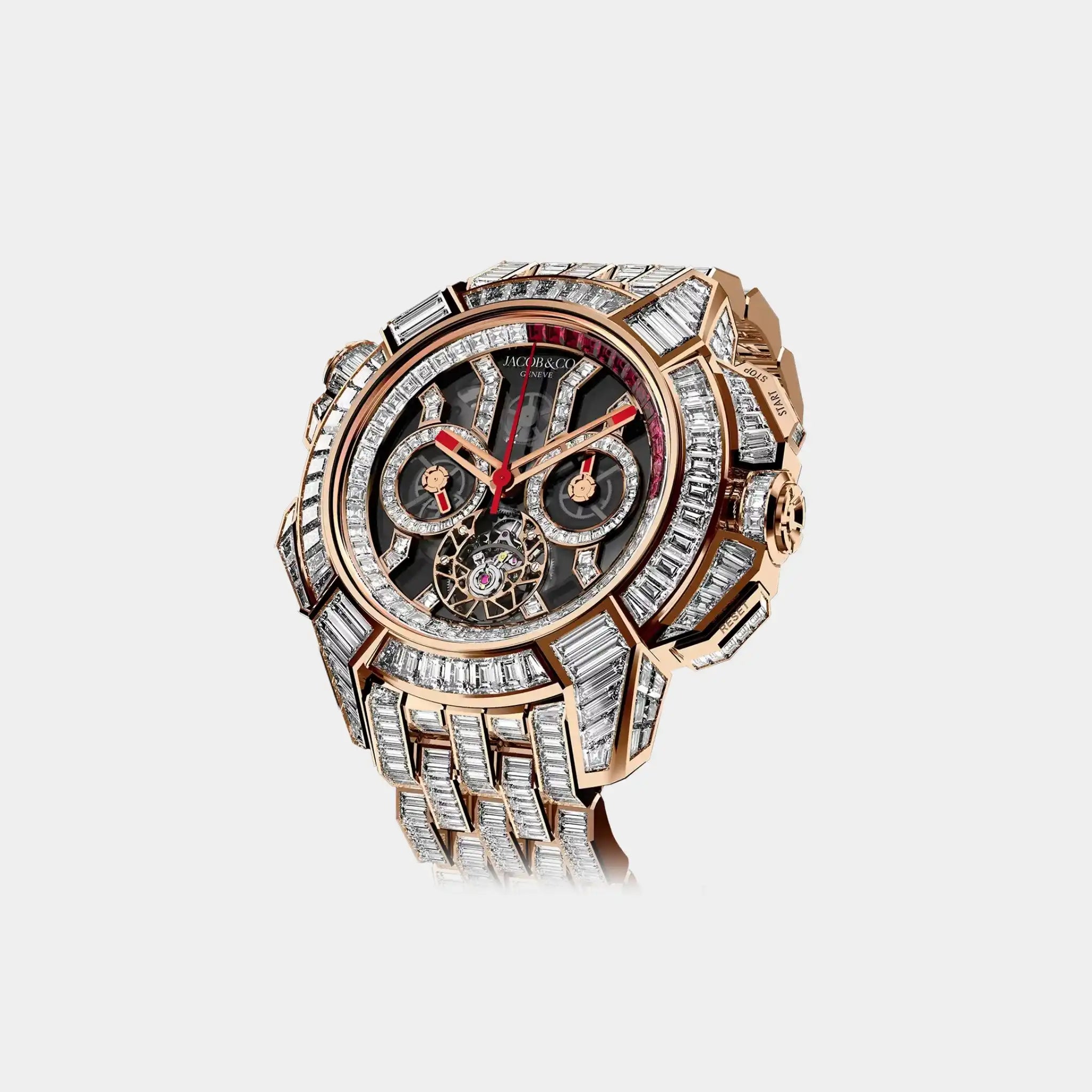 Jacob &amp; Co. Epic X Chrono Tourbillon Baguette Black Crystal Bracelet, Front