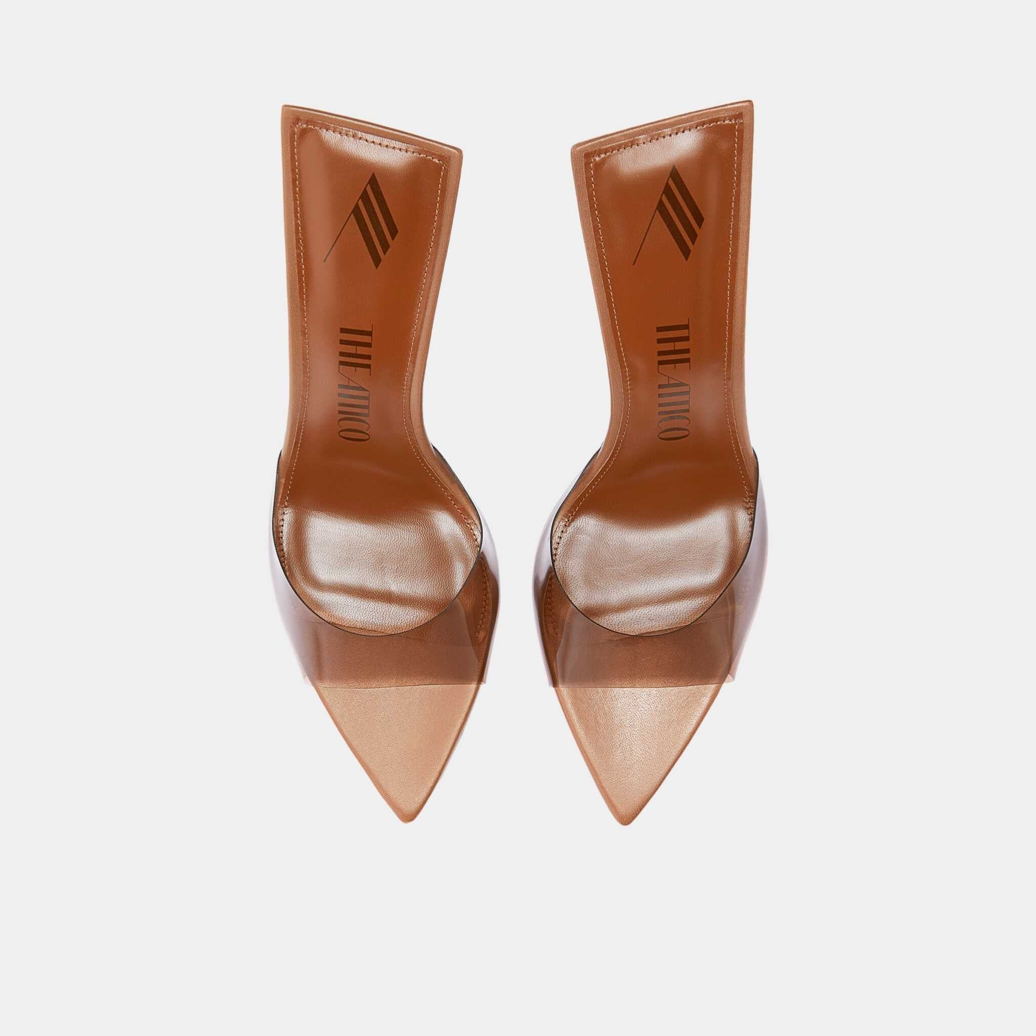 The Attico Ester Chocolate PVC Mule with Lacquered Heel, Top