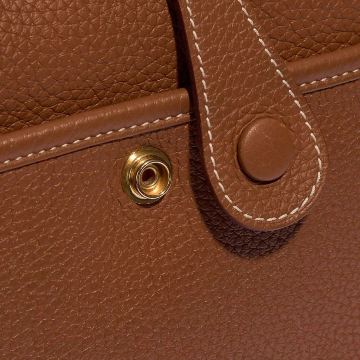 Hermes Evelyne 29 Taurillon Clemence Gold GHW, closeup
