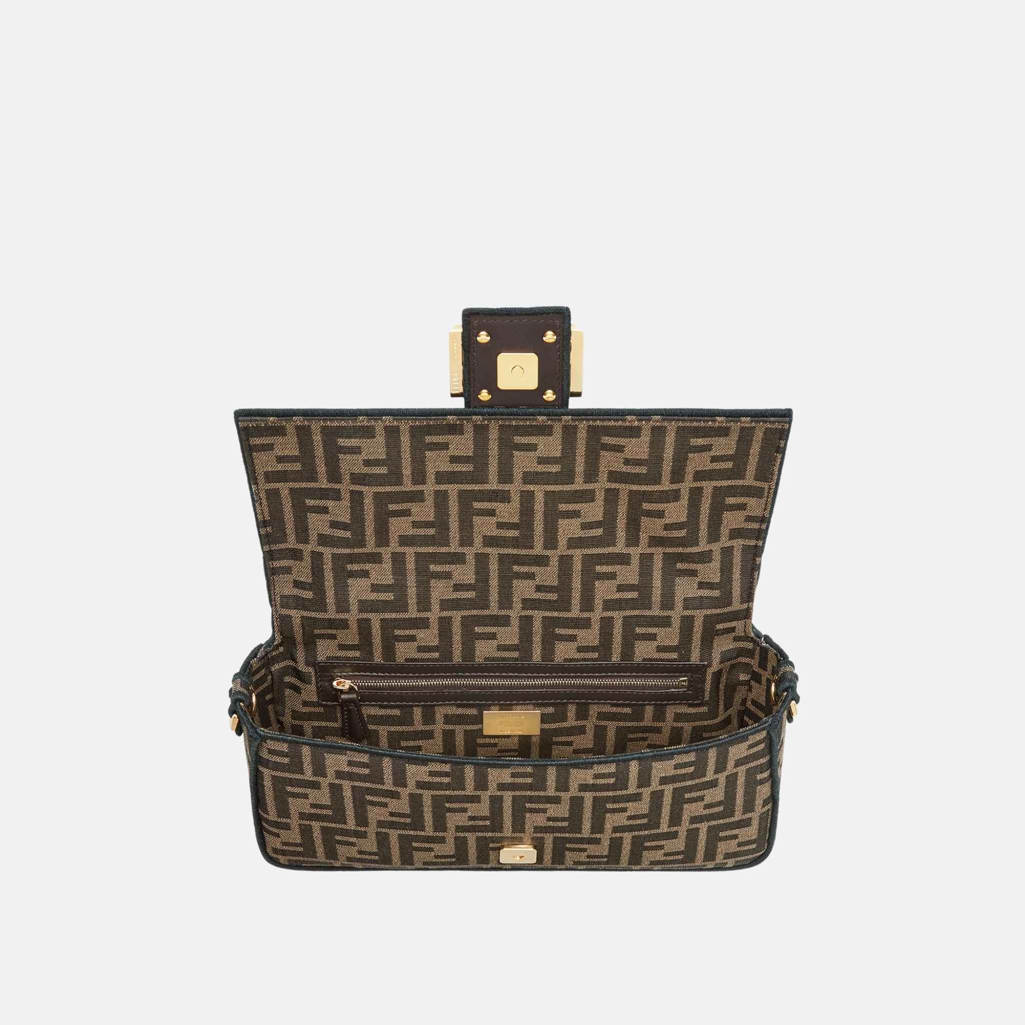 Fendi Baguette Bag In Brown Fabric, Inside