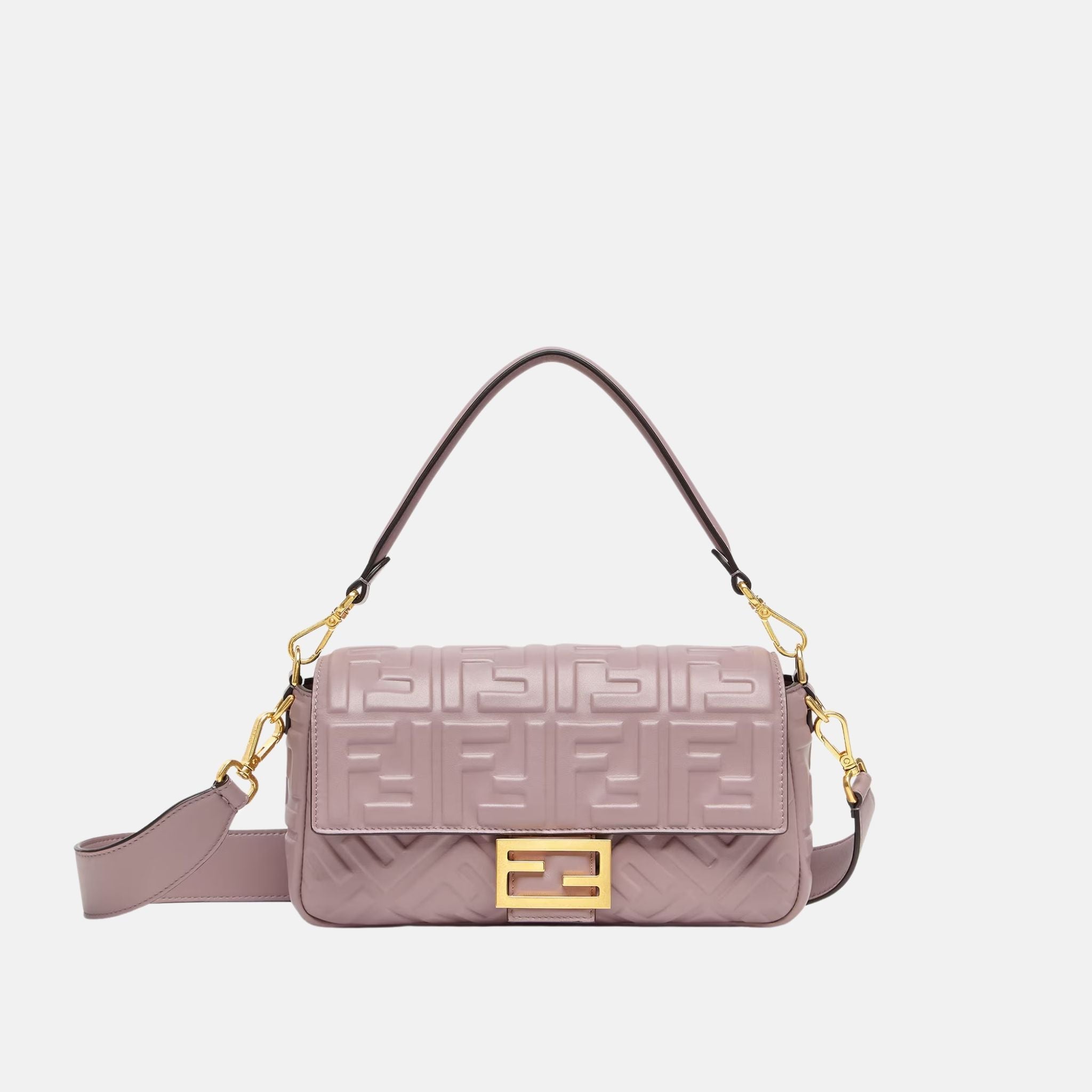 Fendi Baguette Bag In Leather, Pink, Front