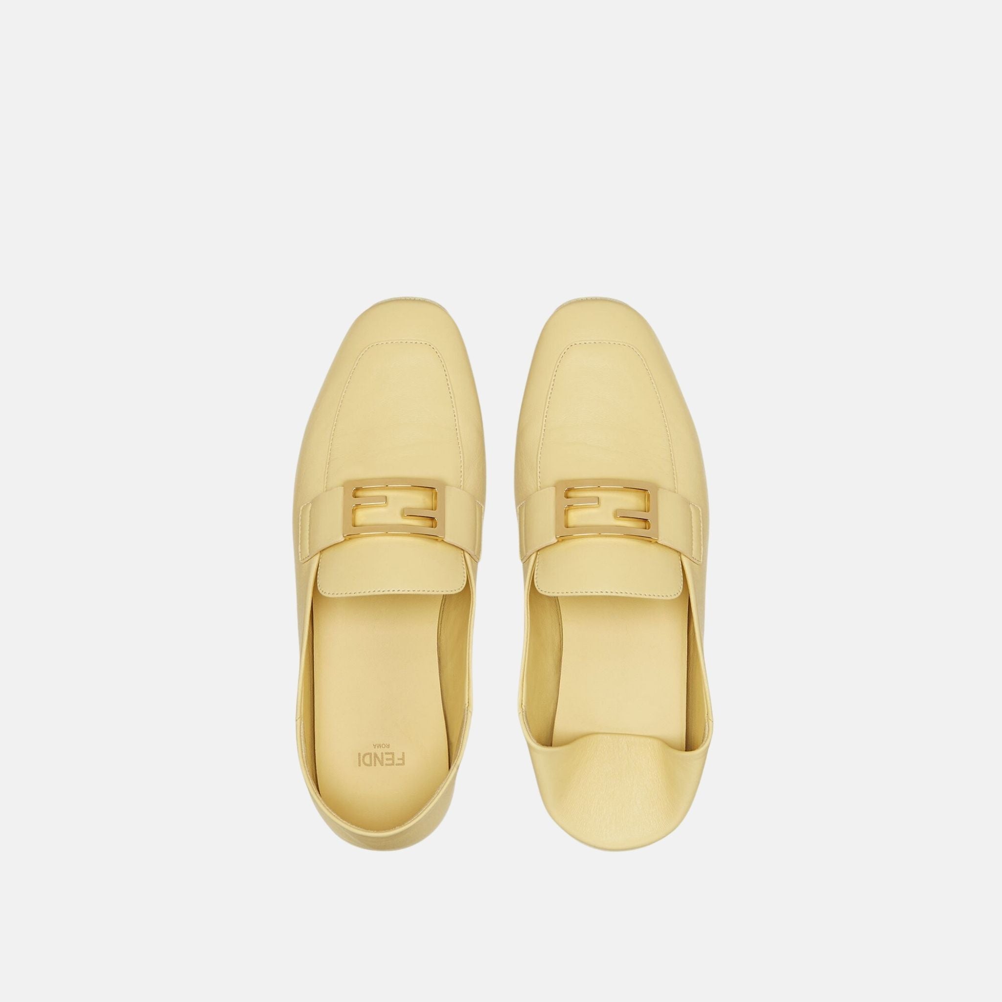 Fendi Baguette Loafers In Nappa Leather, Yellow, Top