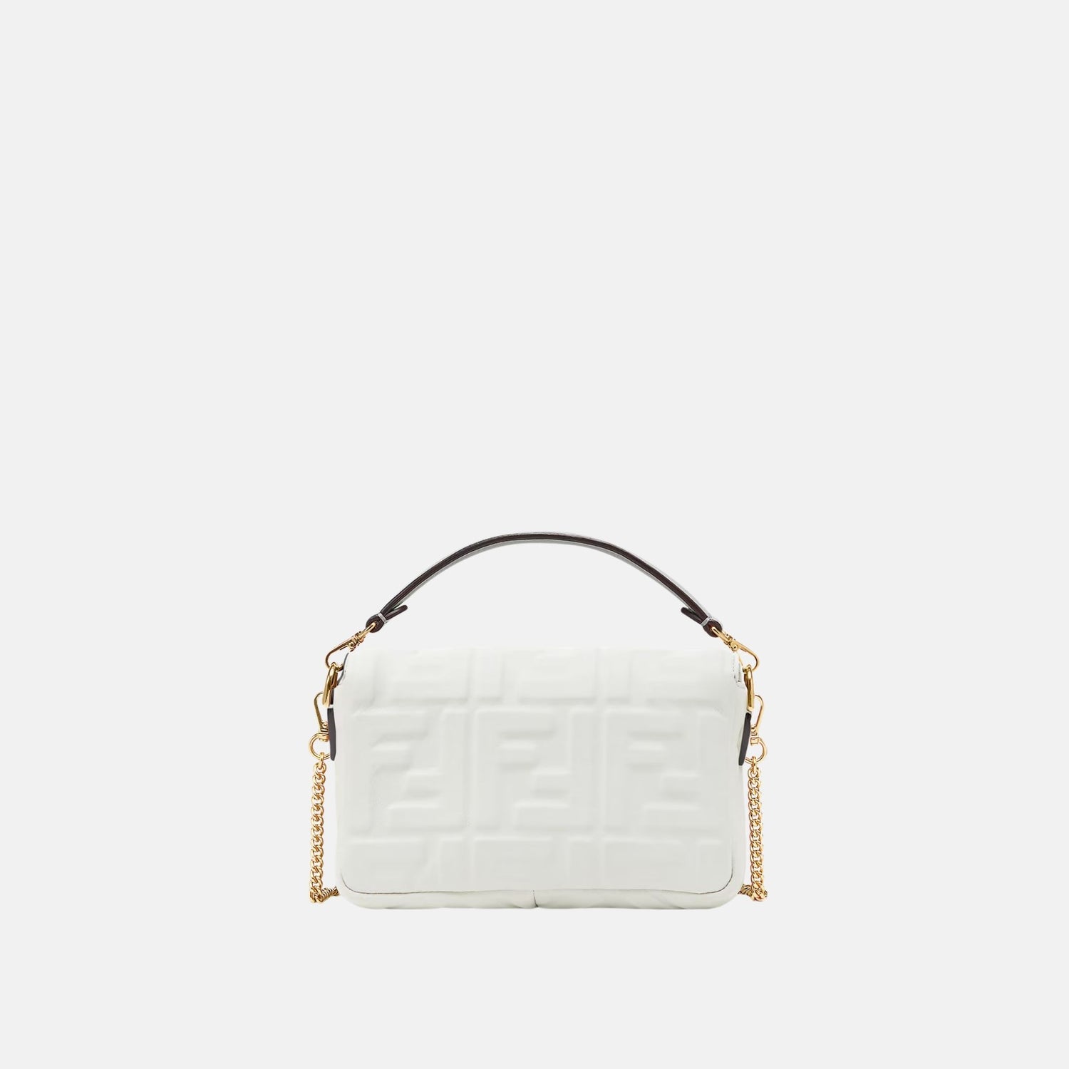 Fendi Baguette Mini Bag In Nappa Leather, White, Back