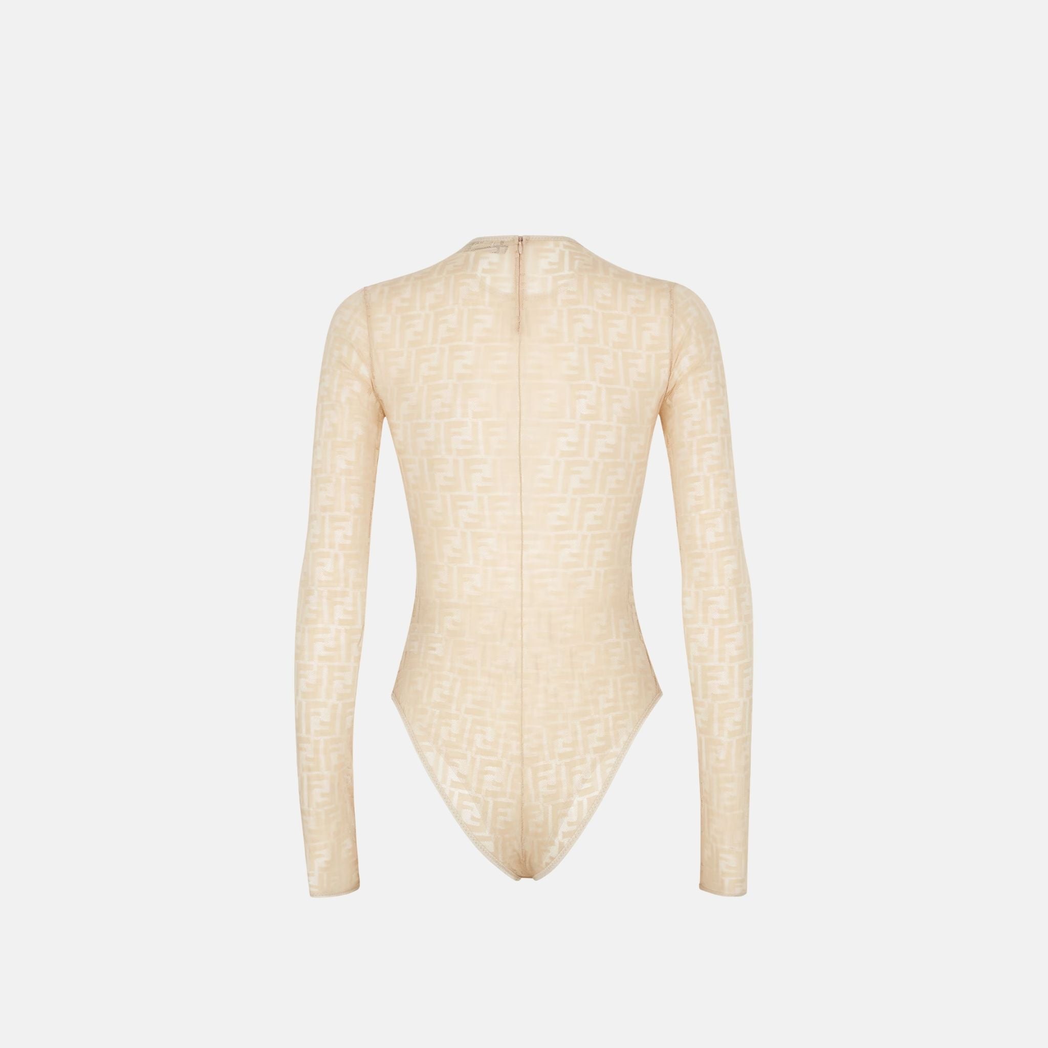 Fendi Body In Lace With Long Sleeves, Beige, Black