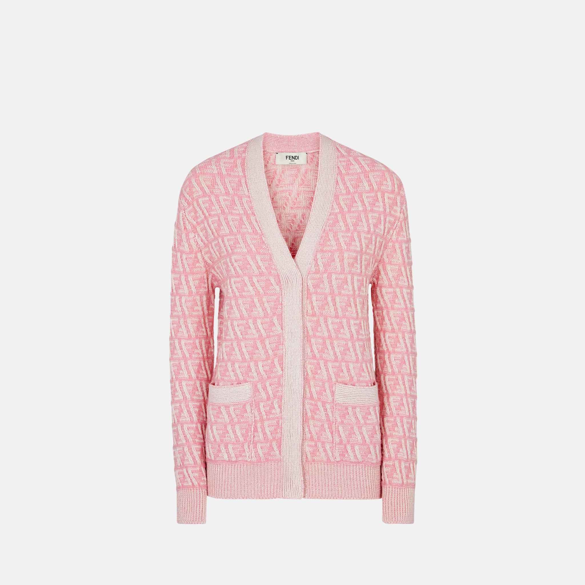 Fendi Cardigan In Lunar New Year Pink Cashmere And Wool, Front