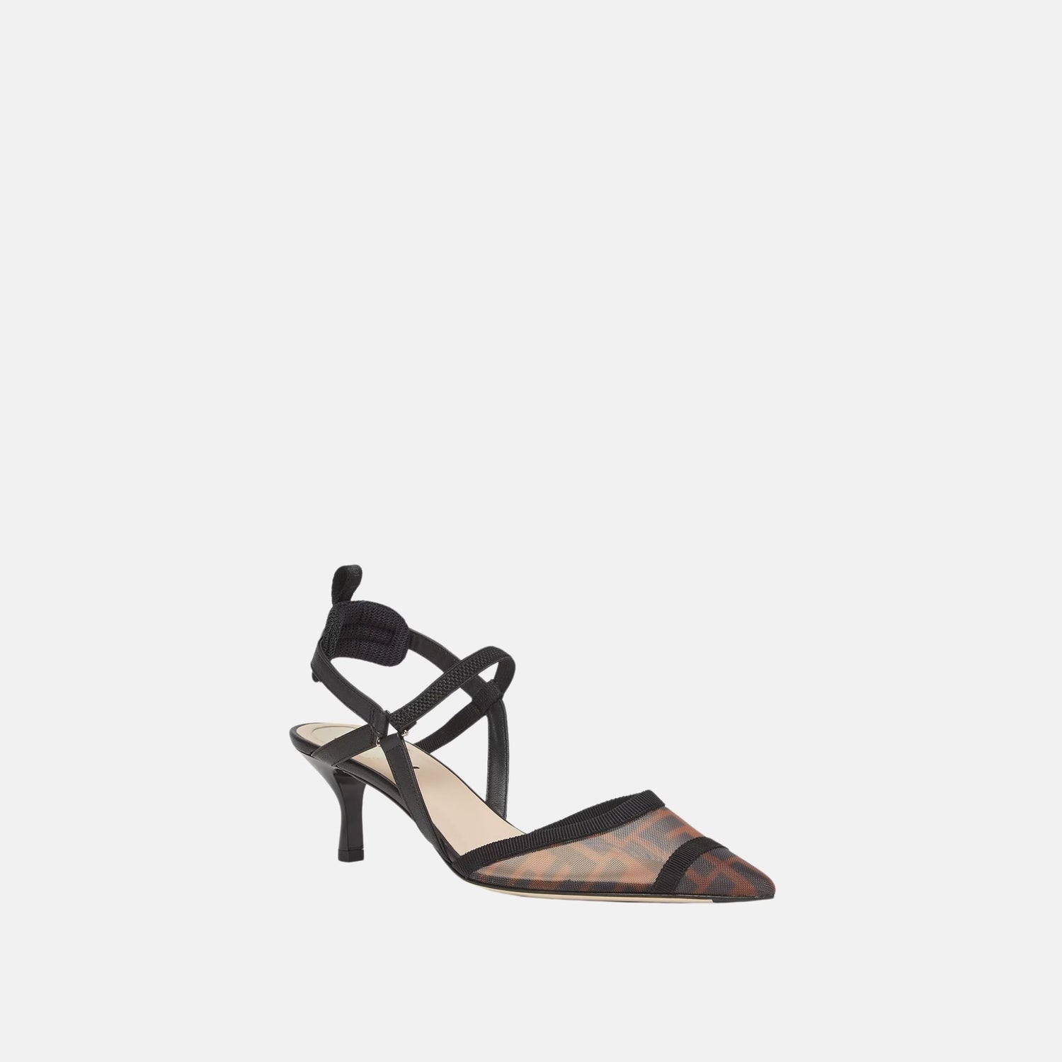 Fendi Colibri Lite Medium Heeled Slingbacks, Black, Front