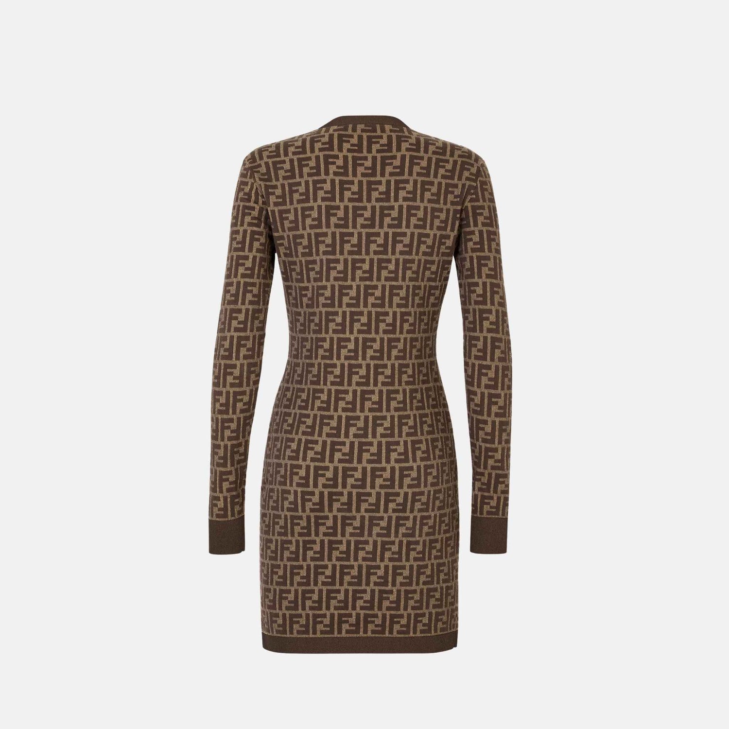 Fendi Dress In Brown FF Cotton Short, Back