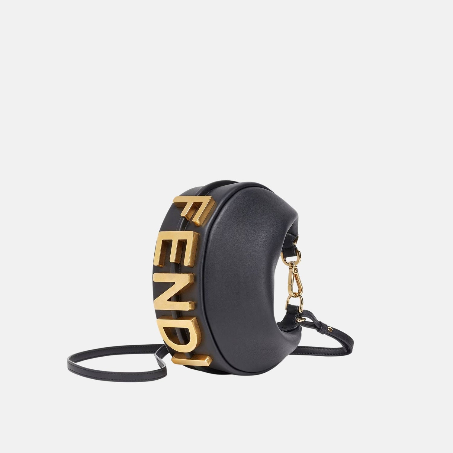 Fendi Fendigraphy Mini Bag In Leather, Black, Side