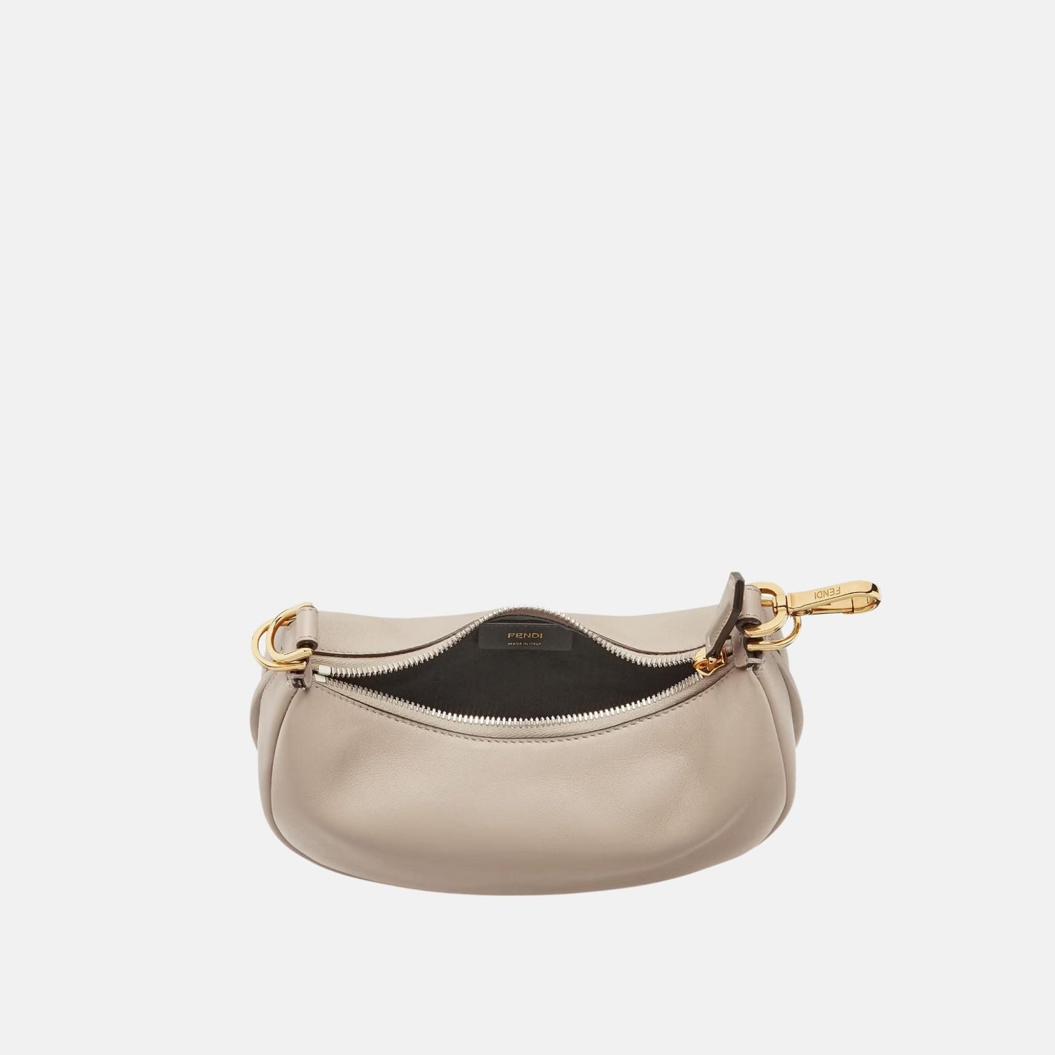 Fendi Fendigraphy Mini Bag In Leather, Dove Grey, Inside