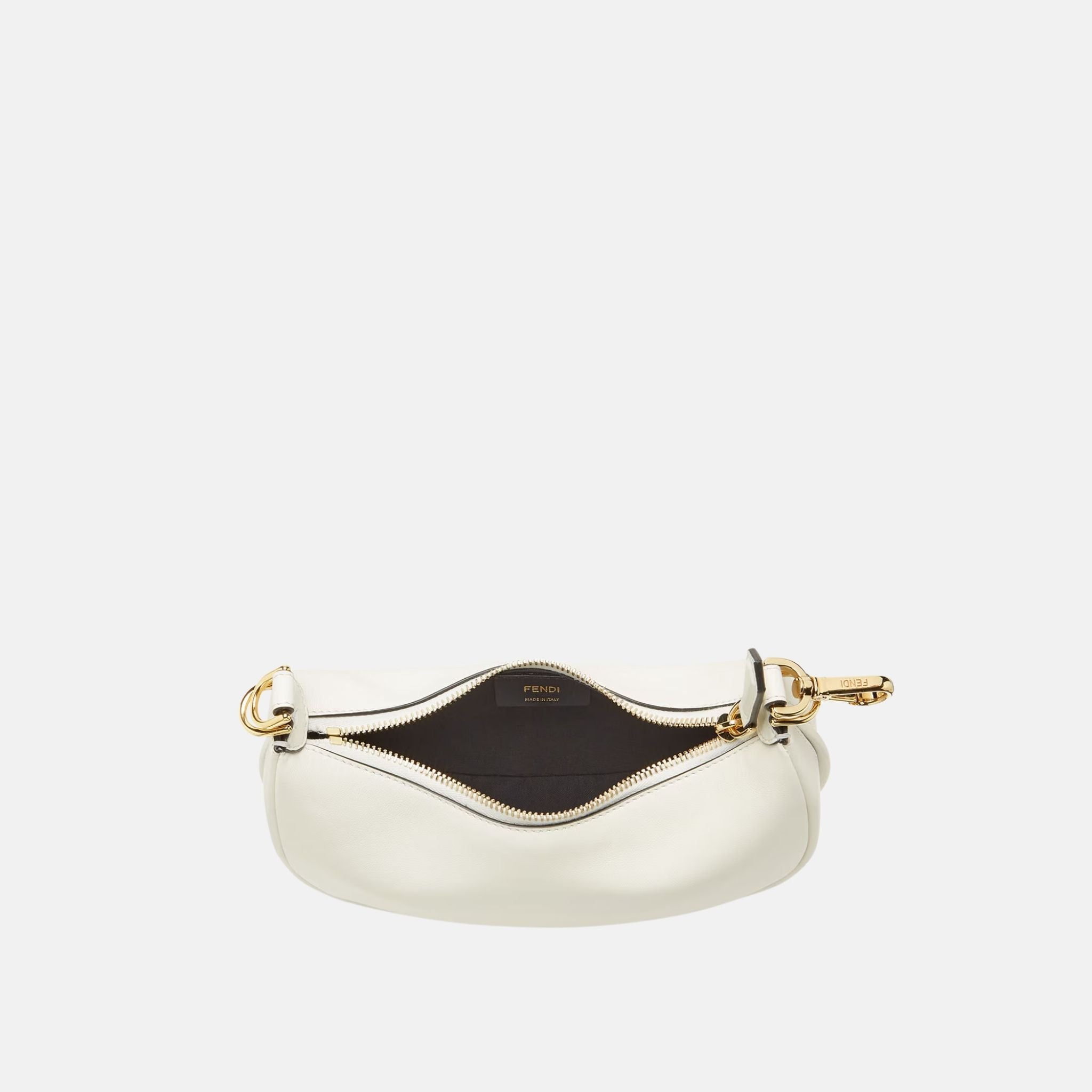 Fendi Fendigraphy Mini Bag In Leather, White, Inside