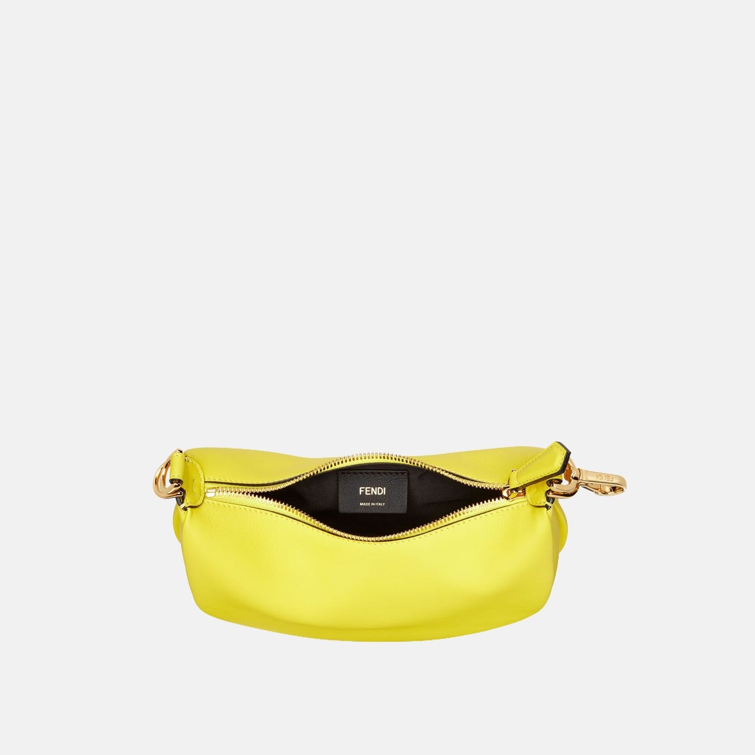 Fendi Fendigraphy Mini Bag In Leather, Yellow, Inside