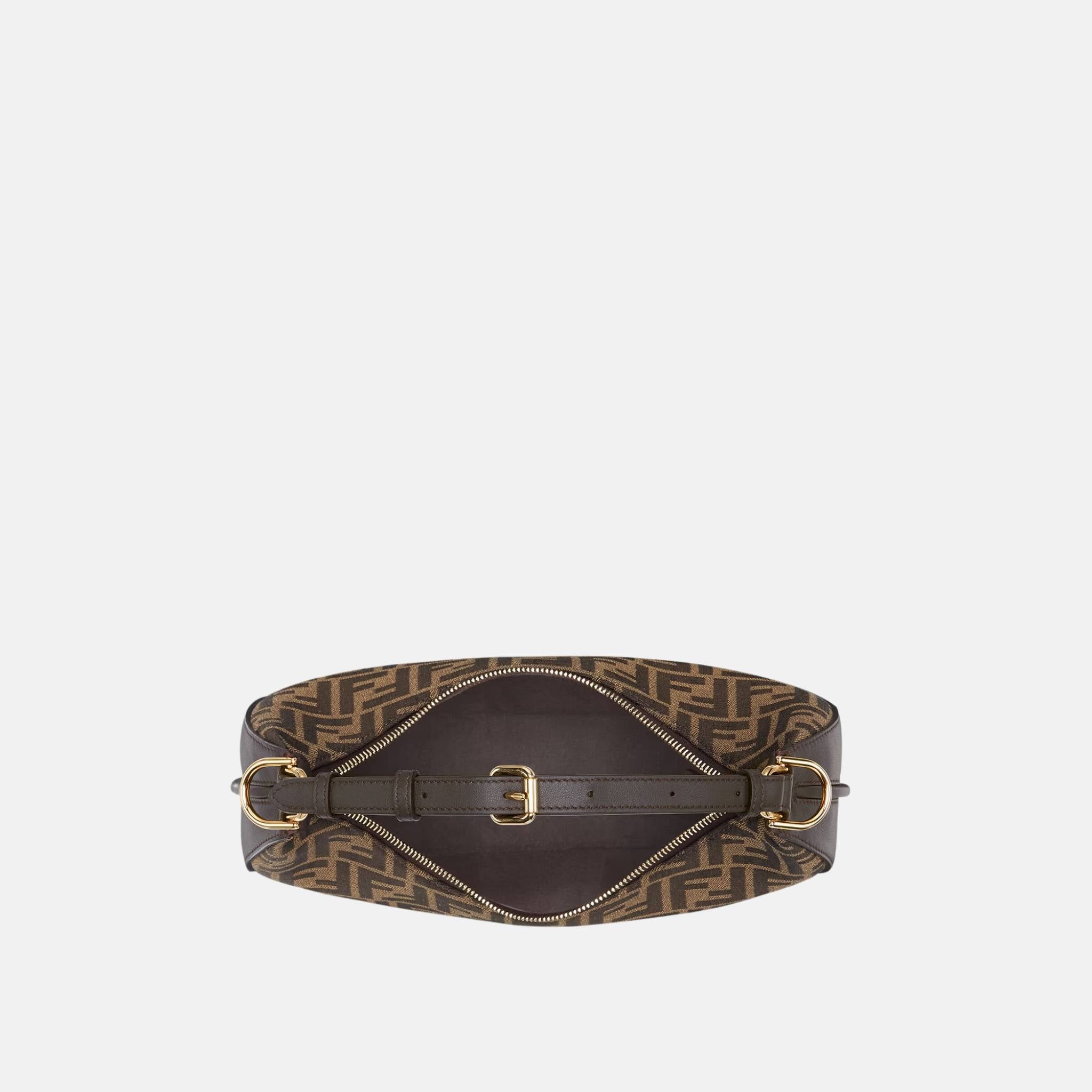 Fendi Fendigraphy Small Bag In Brown FF Jacquard Fabric, Inside