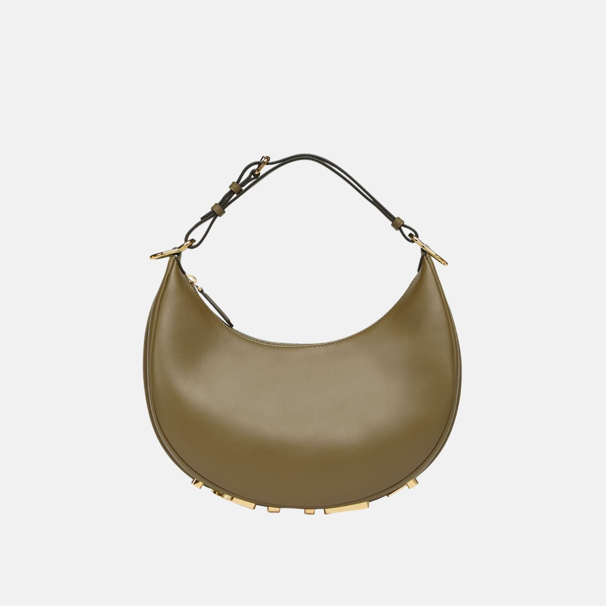 Fendi Fendigraphy Small Bag In Leather, Green, Front
