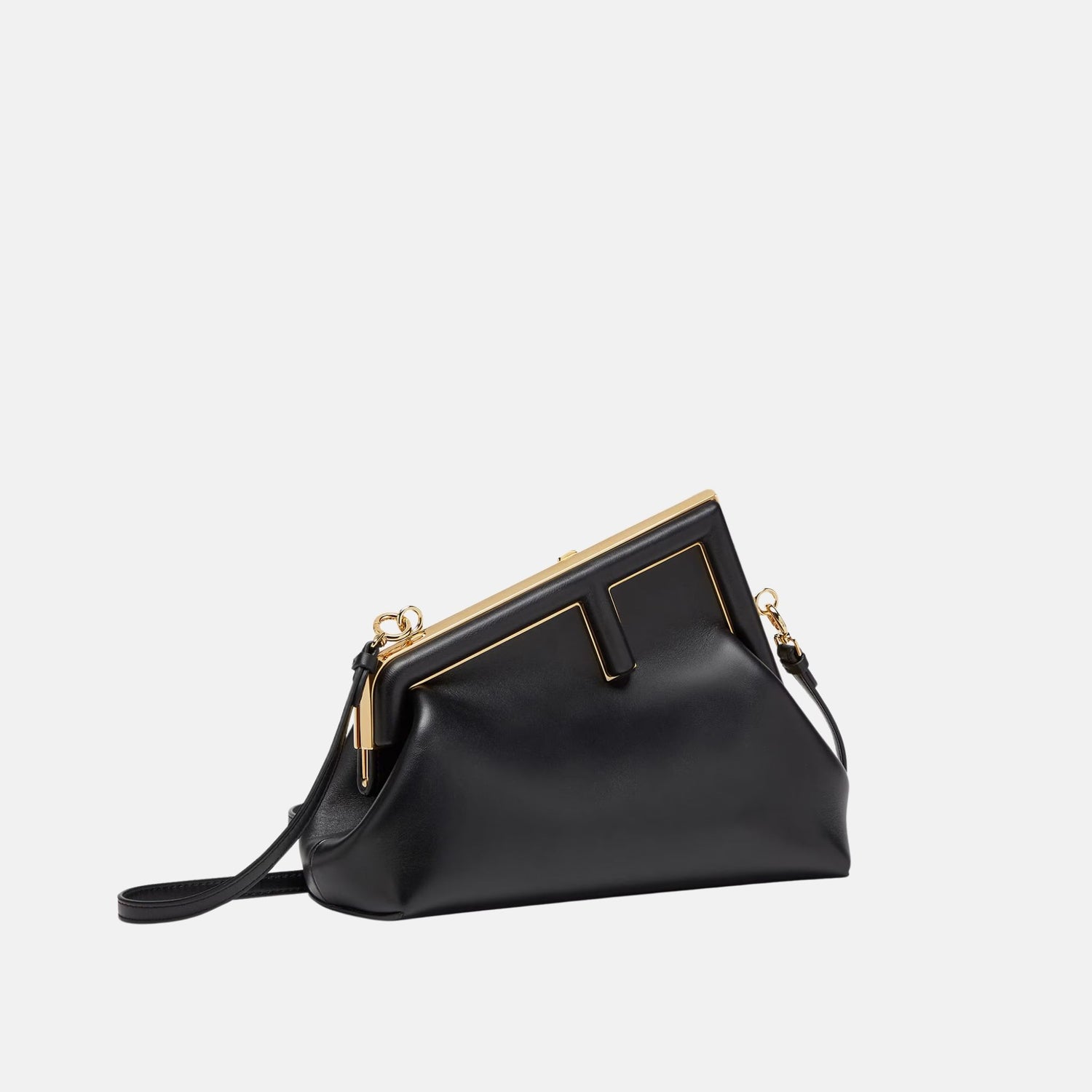 Fendi First Small Bag In Leather, Black, Side