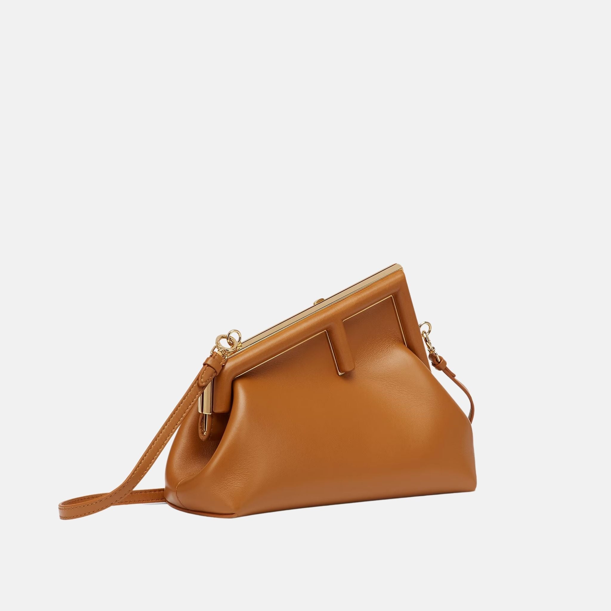 Fendi First Small Bag In Leather, Brown, Side