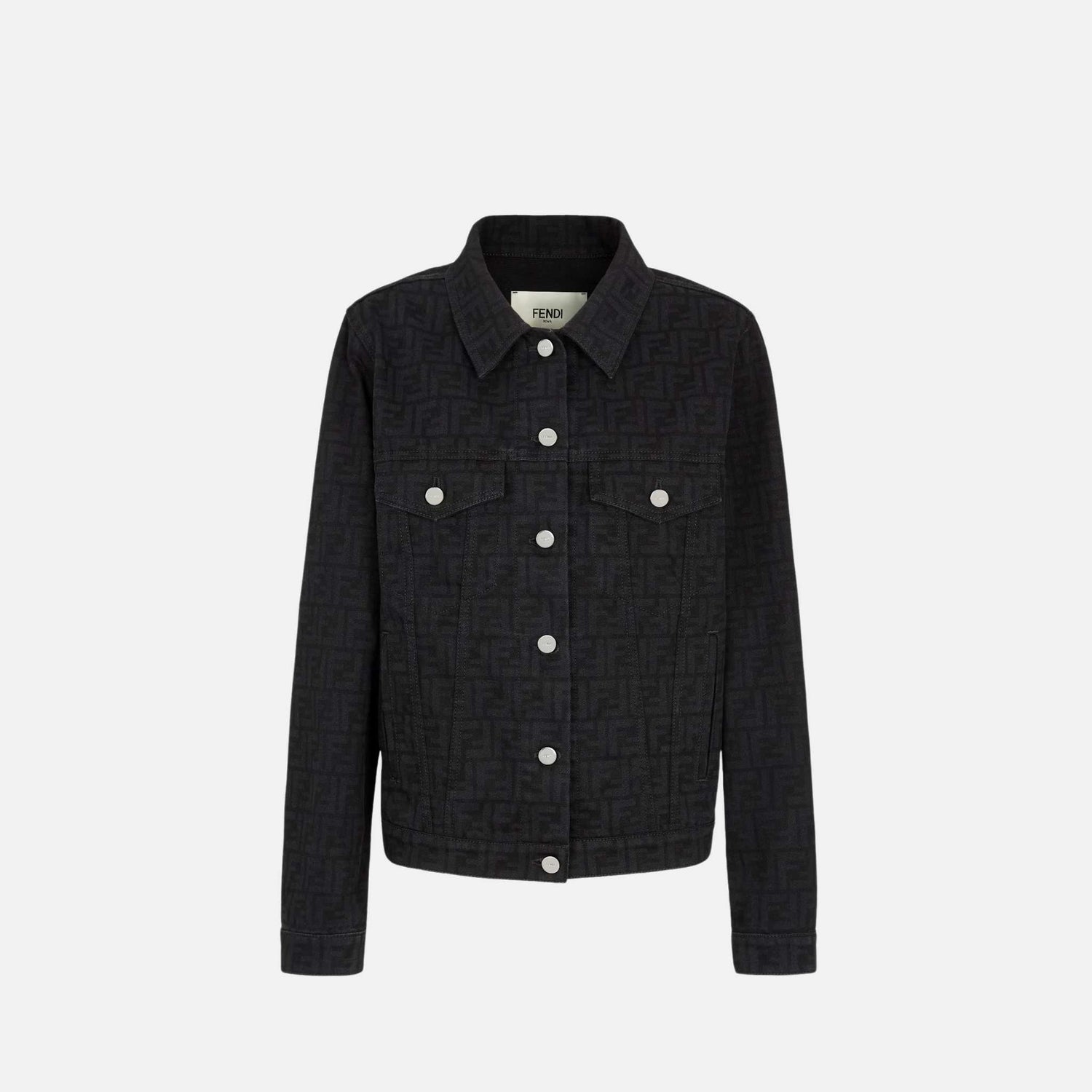 Fendi Jacket In Black FF Denim, Front