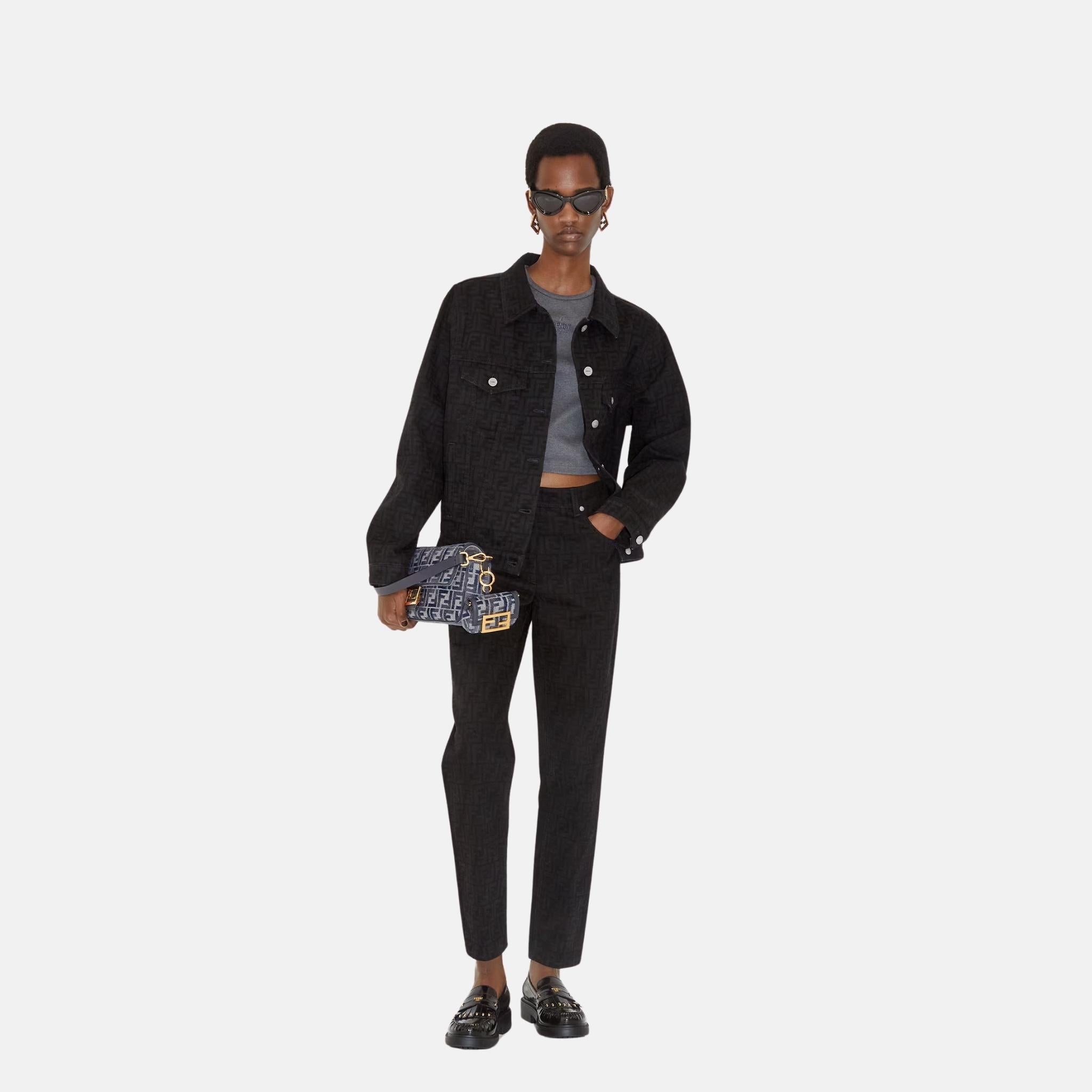 Fendi Jacket In Black FF Denim, Model