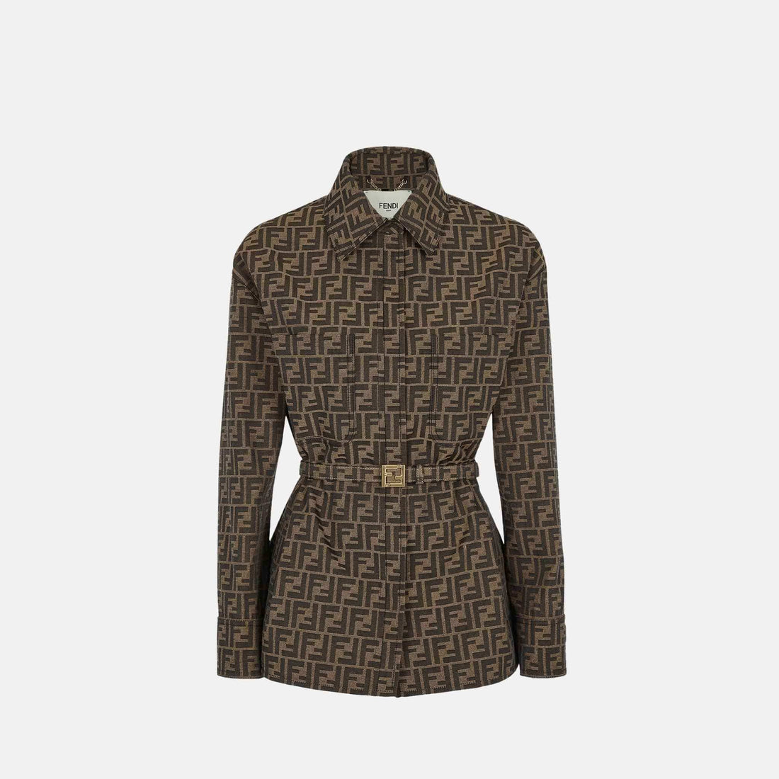 Fendi Jacket In Brown Canvas Go To, Front