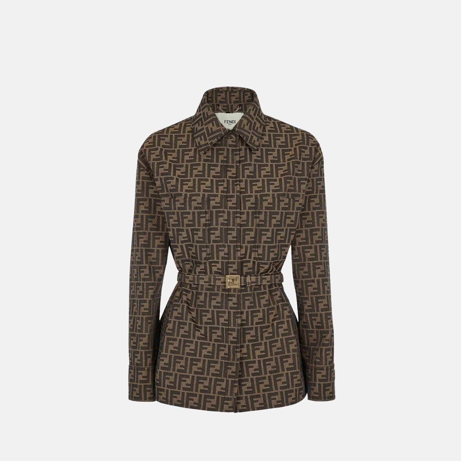 Fendi Jacket In Brown Canvas Go To, Front