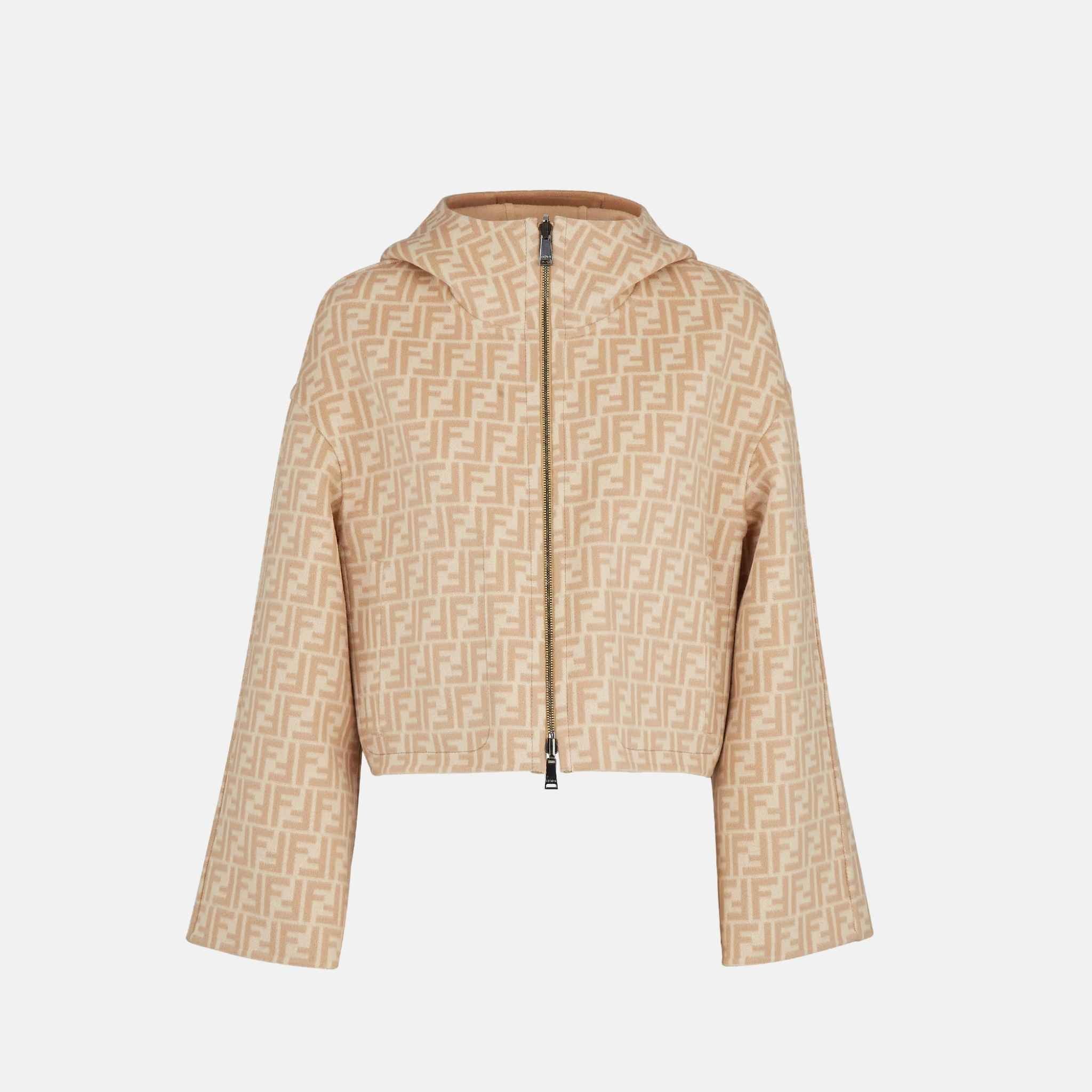 Fendi Jacket In Wool Double Slider, Beige, Inside