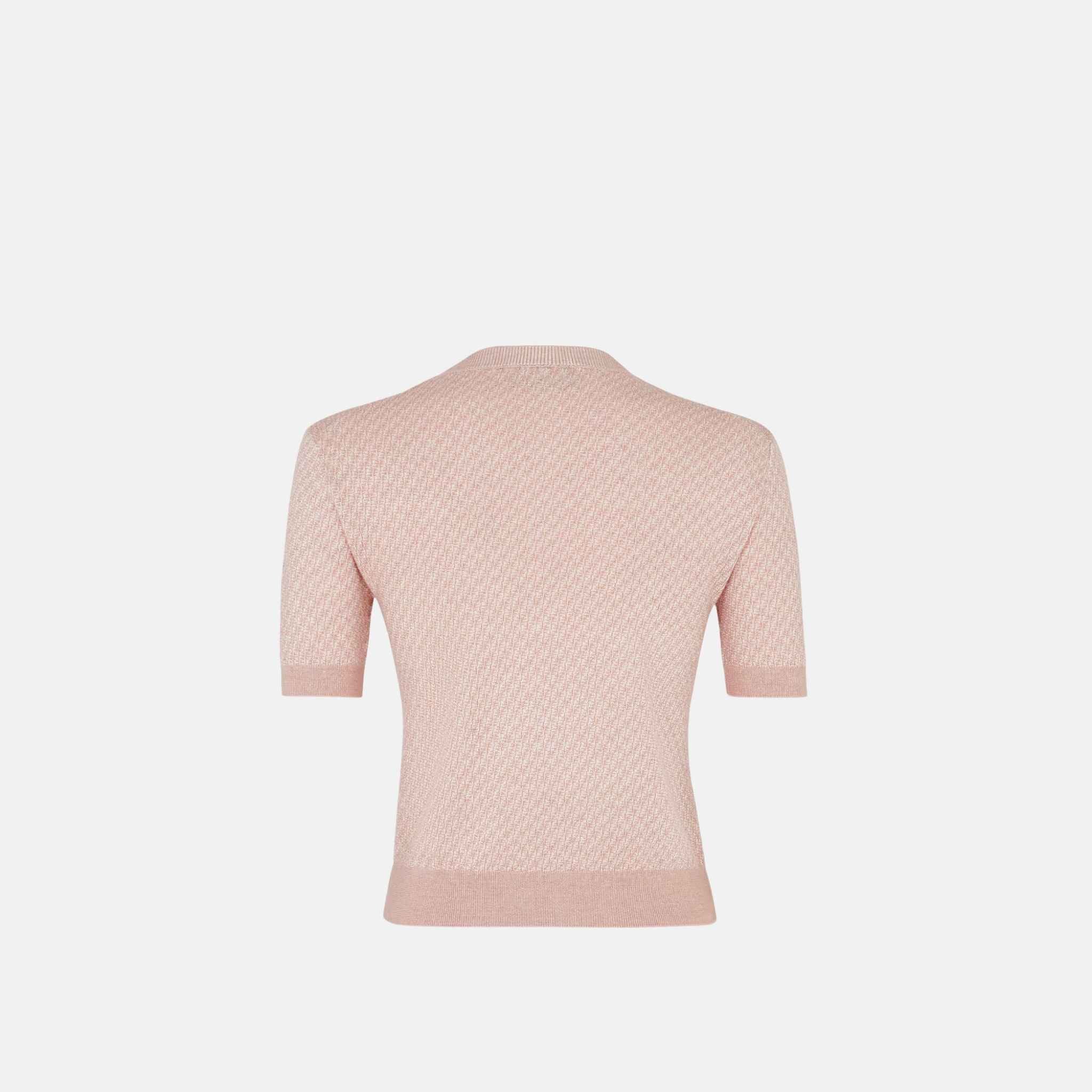 Fendi Jumper In FF Silk And Wool, Pink, Back