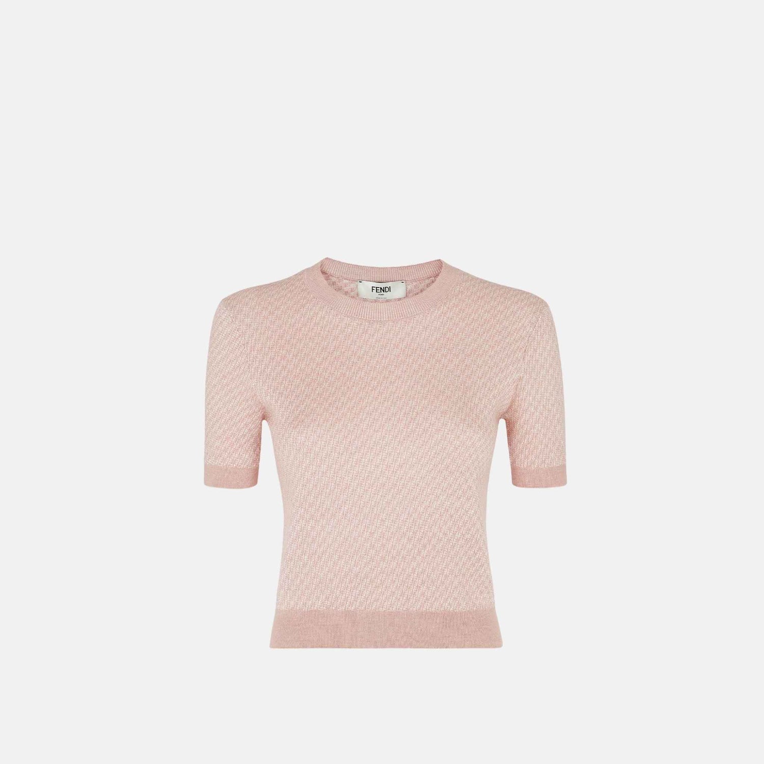 Fendi Jumper In FF Silk And Wool, Pink, Front