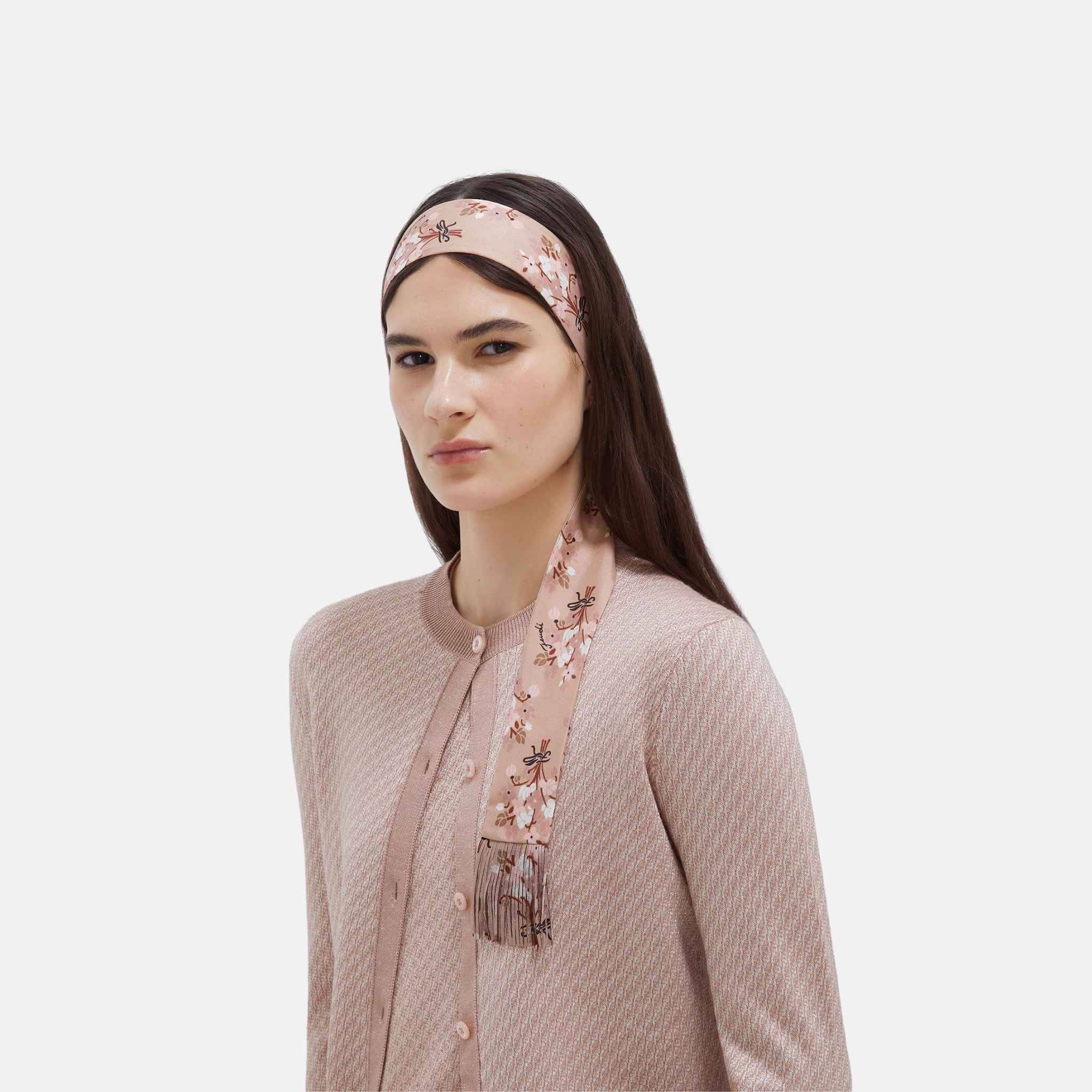 Fendi Jumper In FF Silk And Wool, Pink, Model