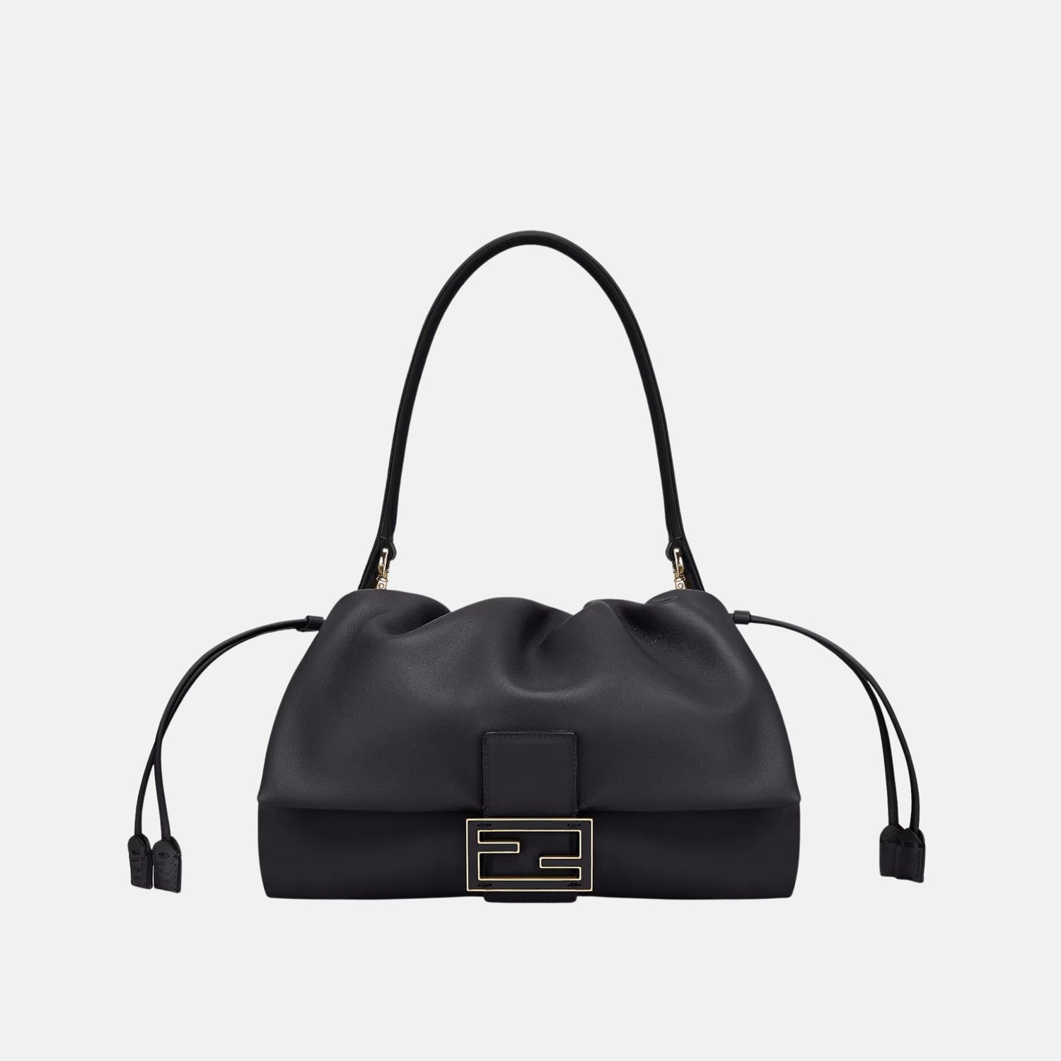 Fendi Mamma Baguette Medium Bag, Black, Front