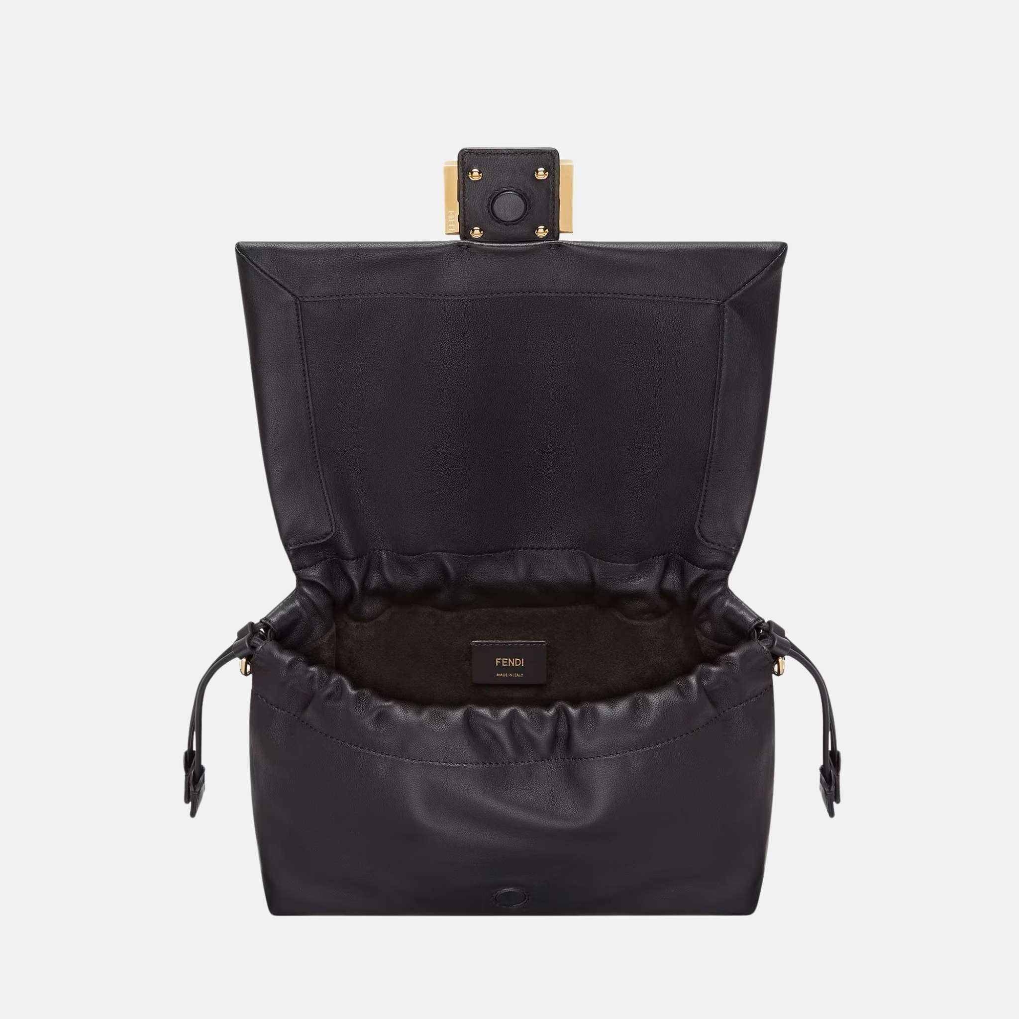 Fendi Mamma Baguette Medium Bag, Black, Inside