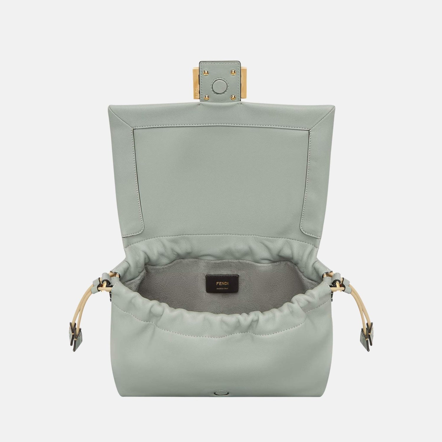 Fendi Mamma Baguette Medium Bag, Macha Green, Inside