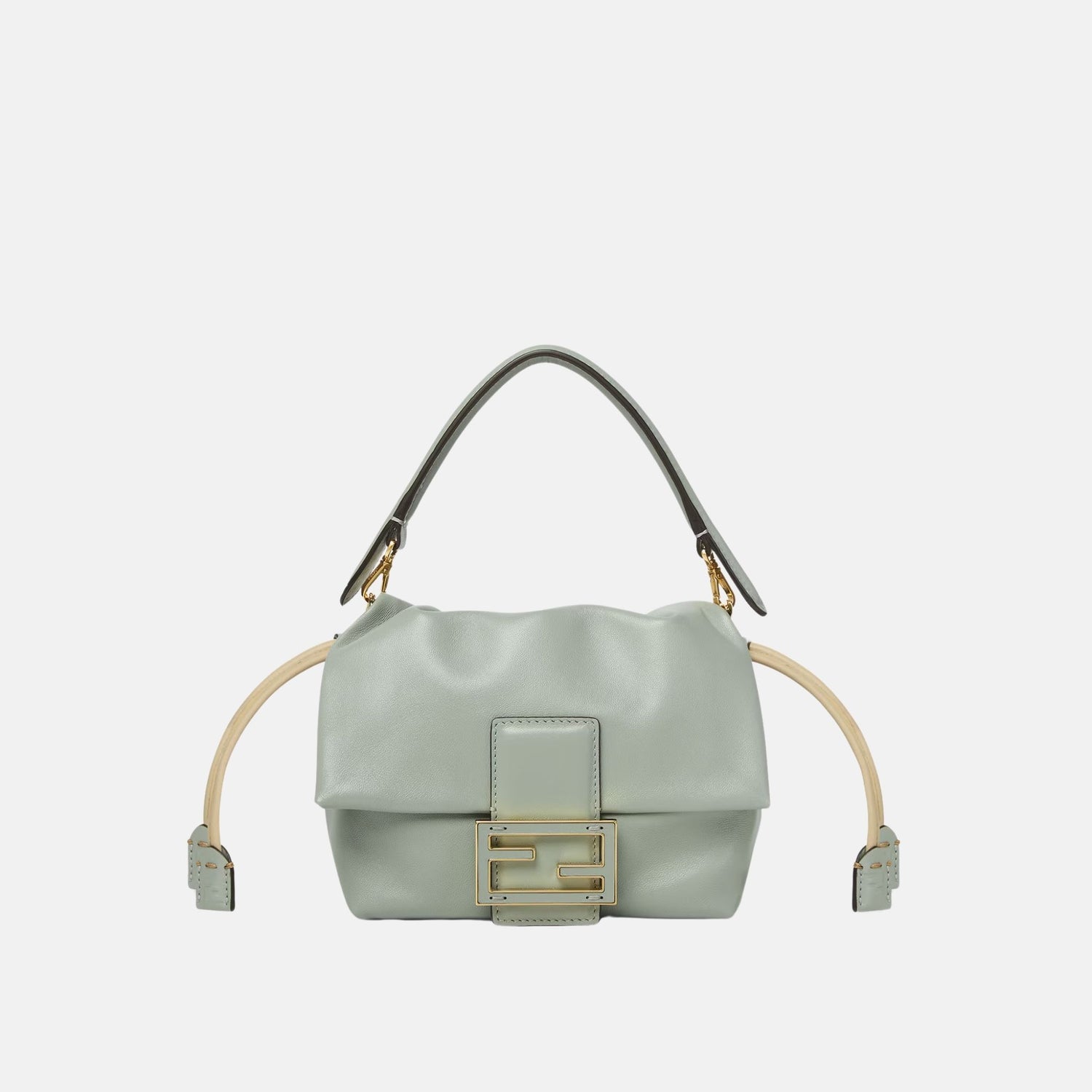 Fendi Mamma Baguette Small Mini Bag, Green, Front